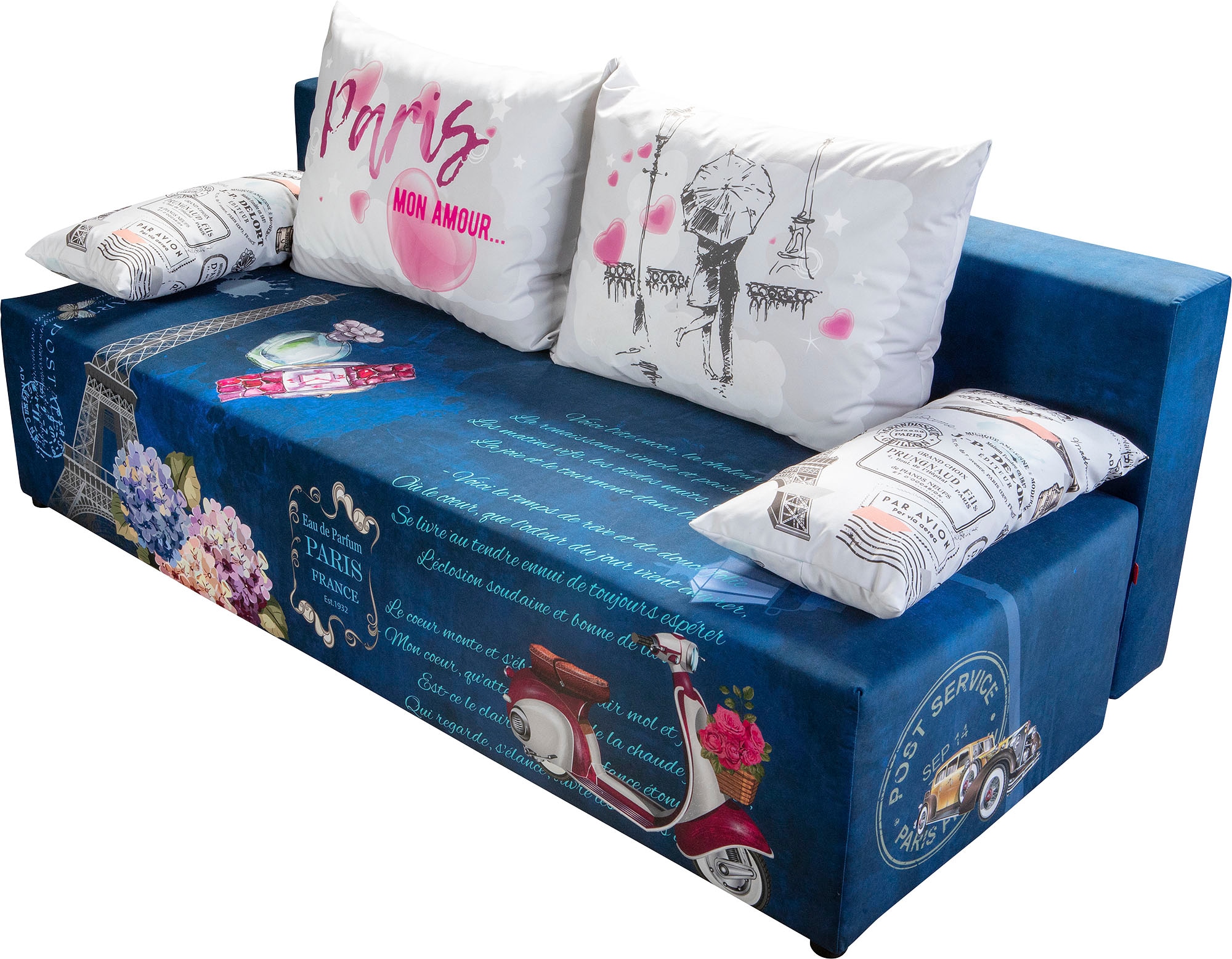 exxpo - sofa fashion Schlafsofa »Extravagantes Sofa für Individualisten mit Bettfunktion und Bettkasten«, in aussergewöhnlichen Bezugsvarianten, Solitärmöbel
