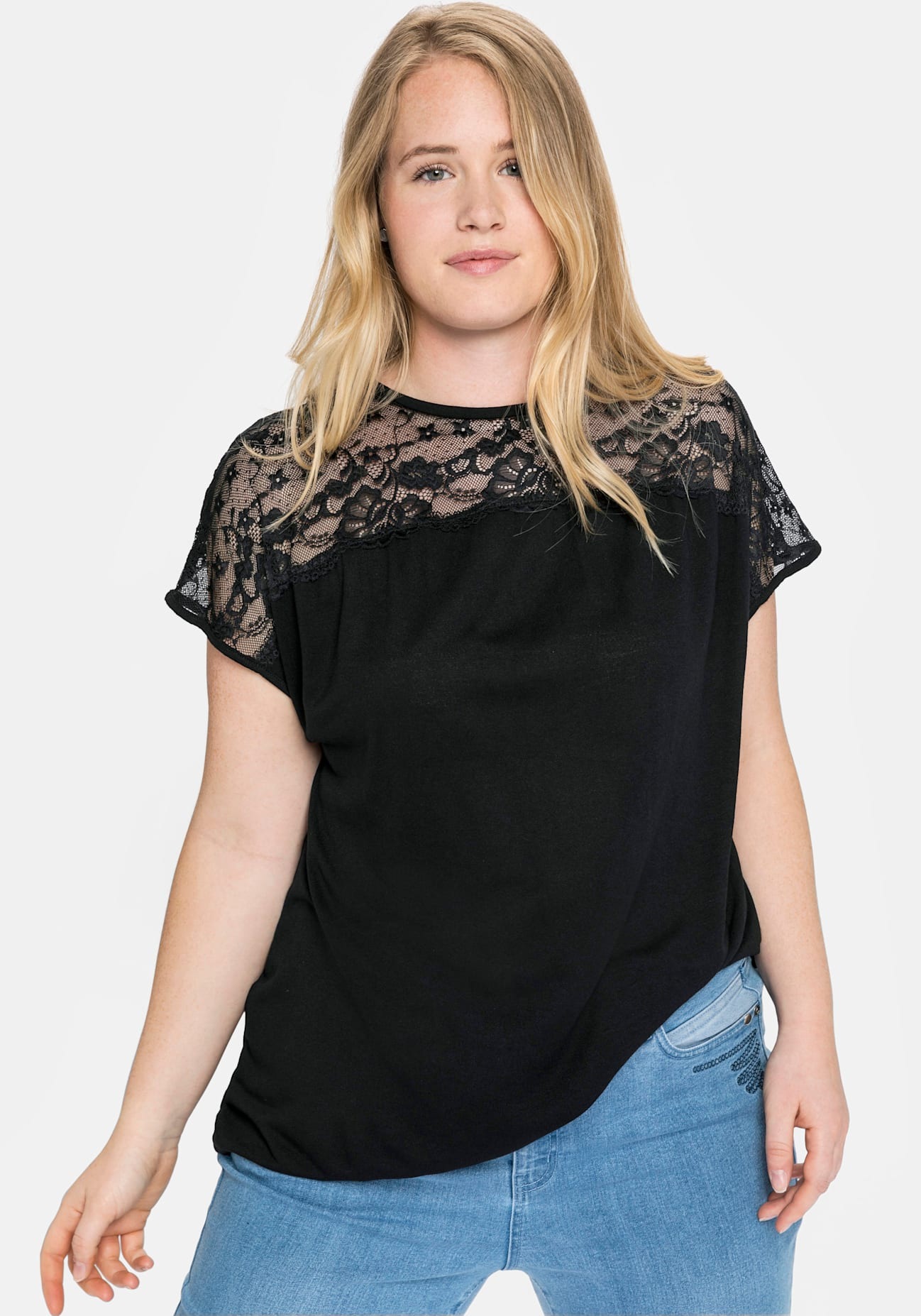 Sheego Spitzenshirt »Spitzenshirt«, (1 tlg.)