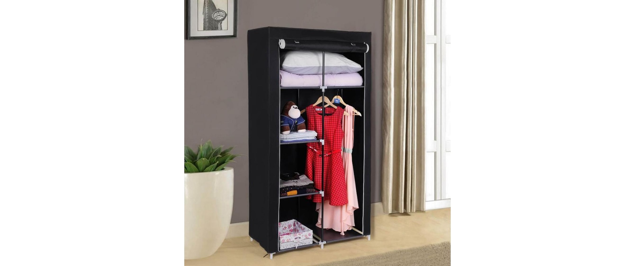 SONGMICS Regal »mit Rolltür 88 x 45 x 170 cm, Schwarz«
