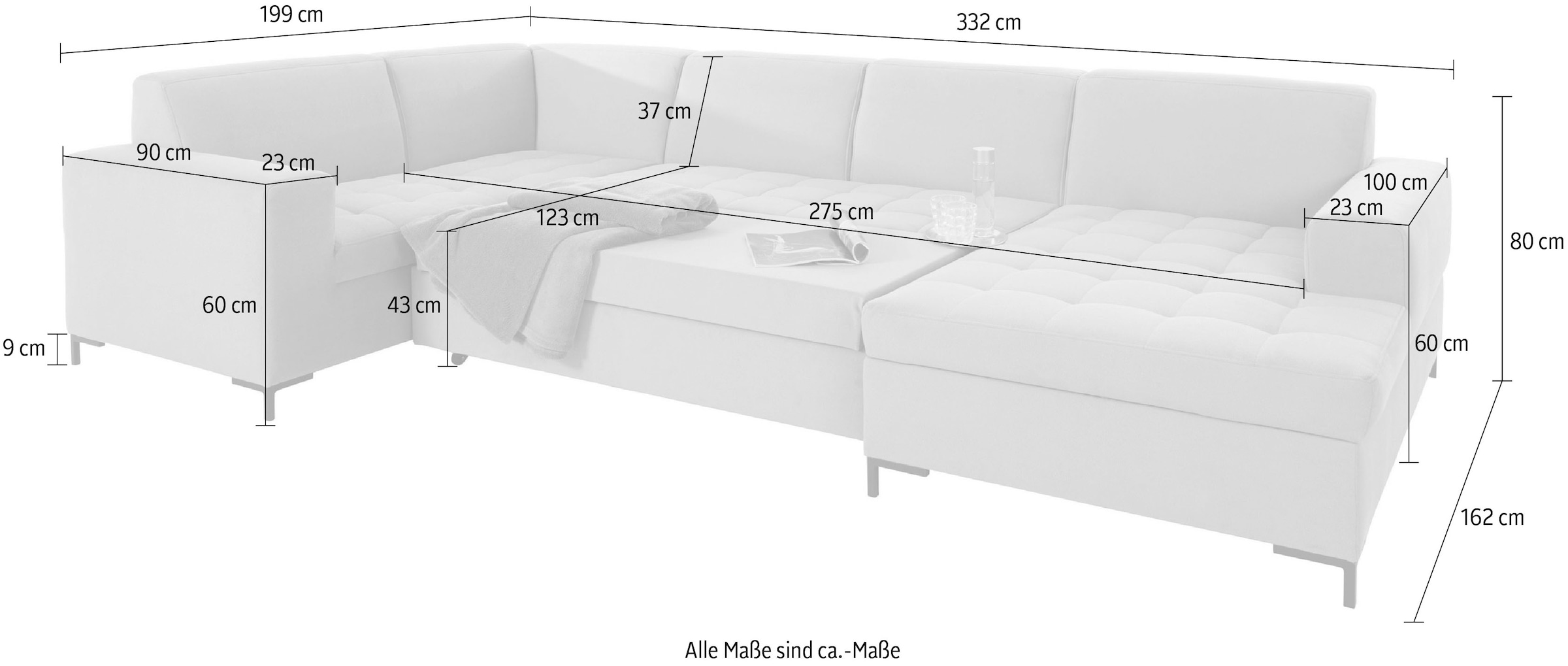 GOODproduct Wohnlandschaft »Grazzo U-Form«, hochwertige Stoffe aus recyceltem Material, Steppung im Sitzbereich