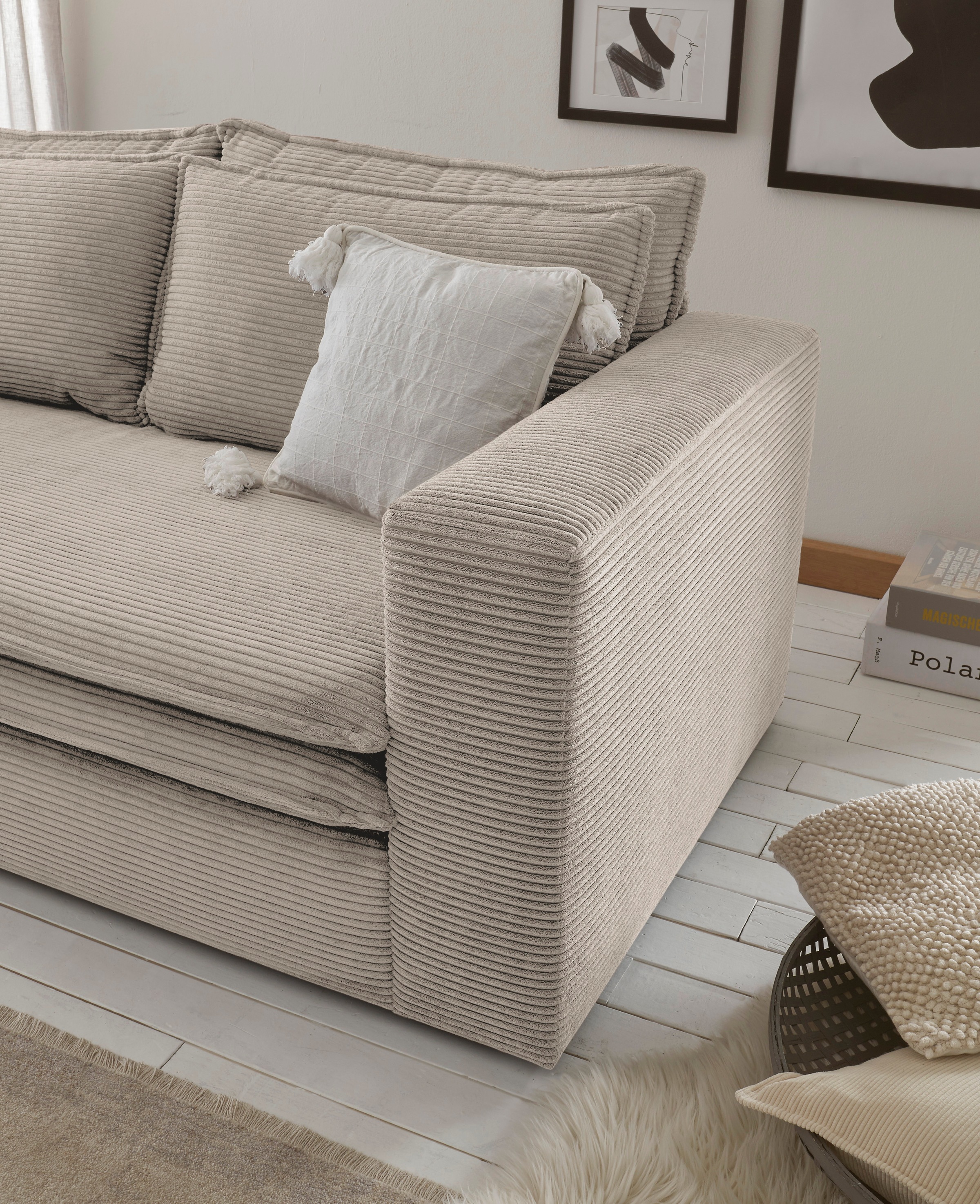 Places of Style Polstersessel »PIAGGE«, (2 tlg.), Hochwertiger Cord, Loveseat und Loveseat-Hocker im Set