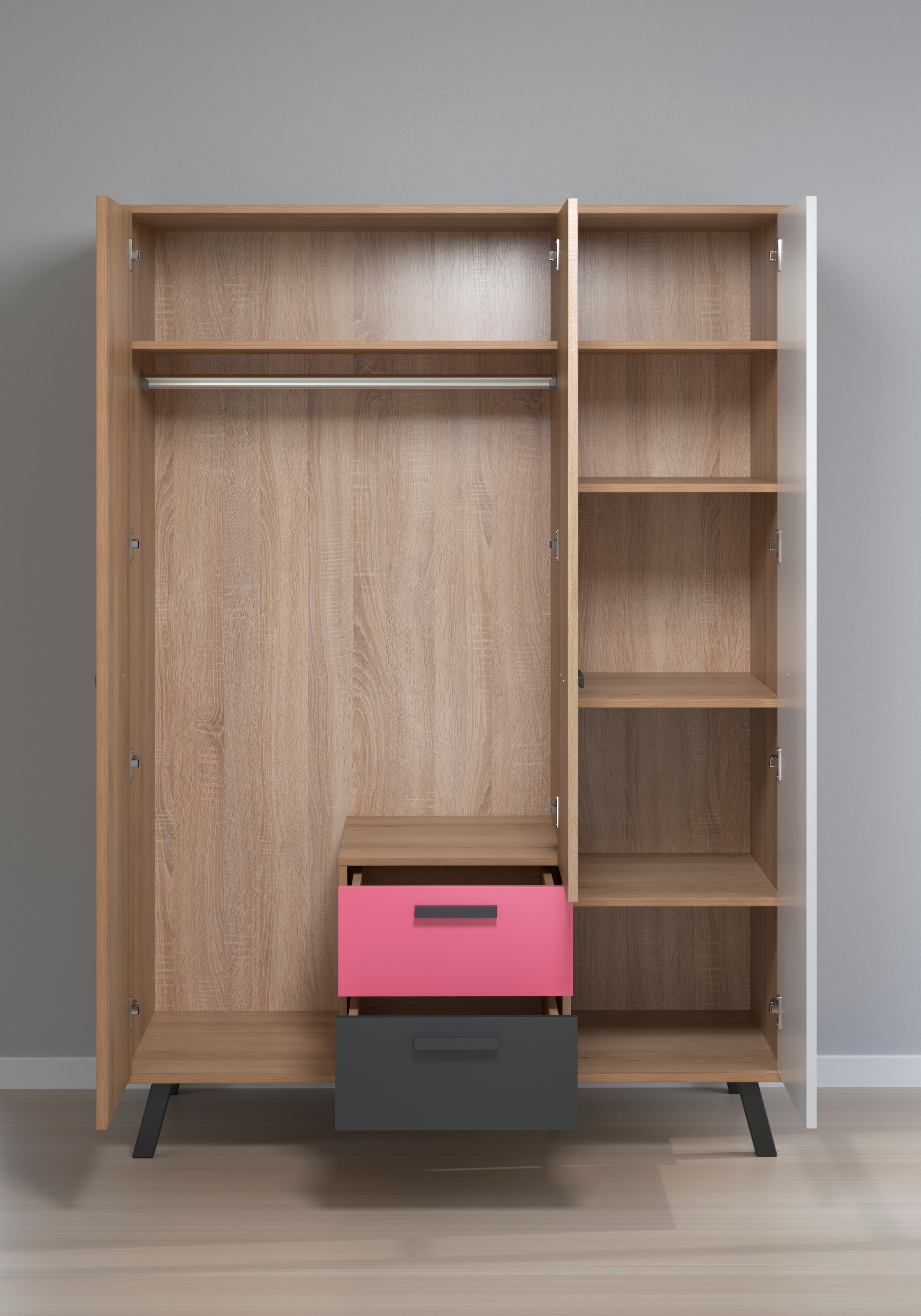 trendteam Kleiderschrank »Mats«, Front teilweise wechselbar - Rosa oder Blau