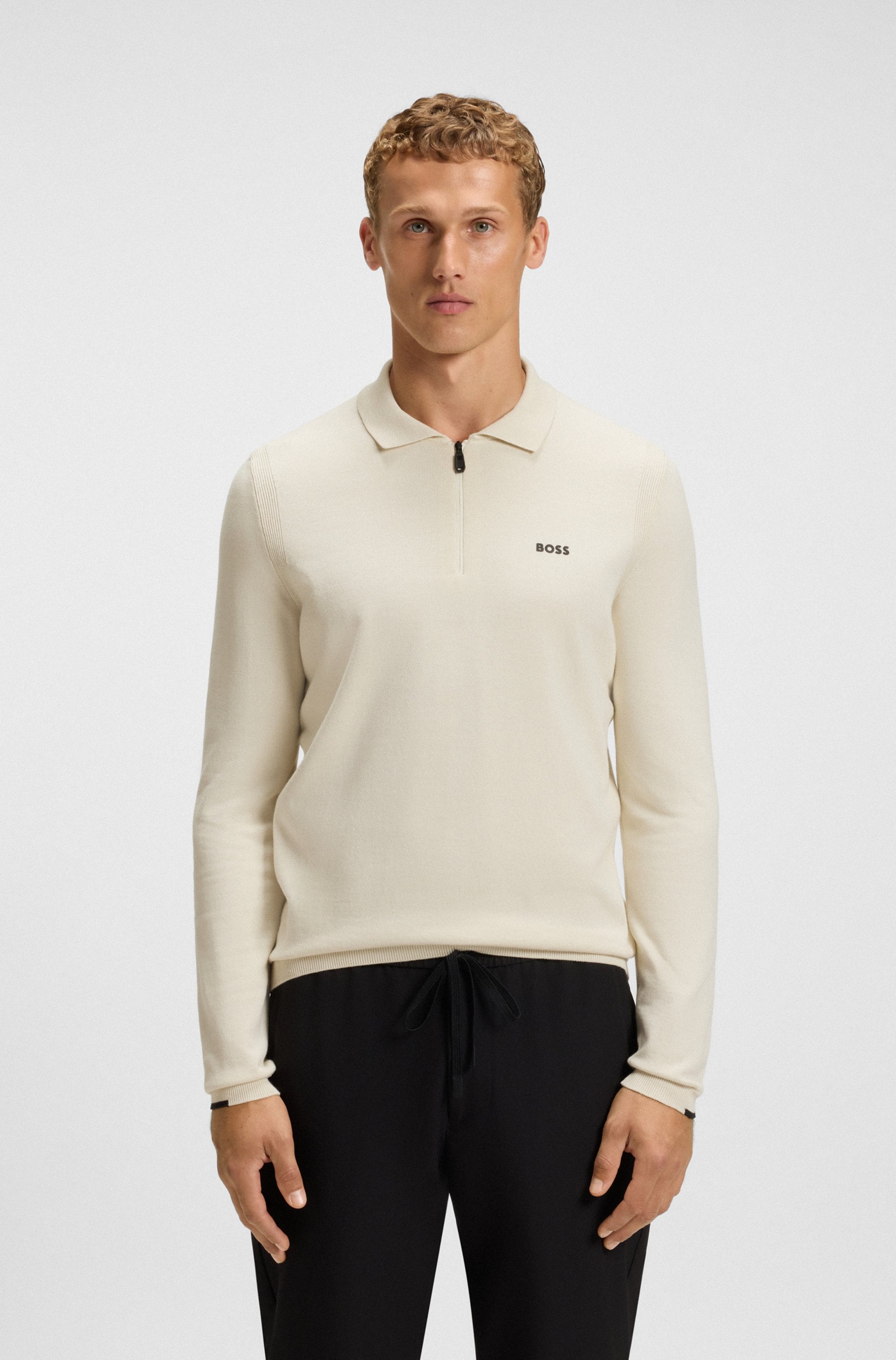 BOSS GREEN Strickpullover »KN Ever-X PL« mit Reissverschluss, regular fit, toniges Logo