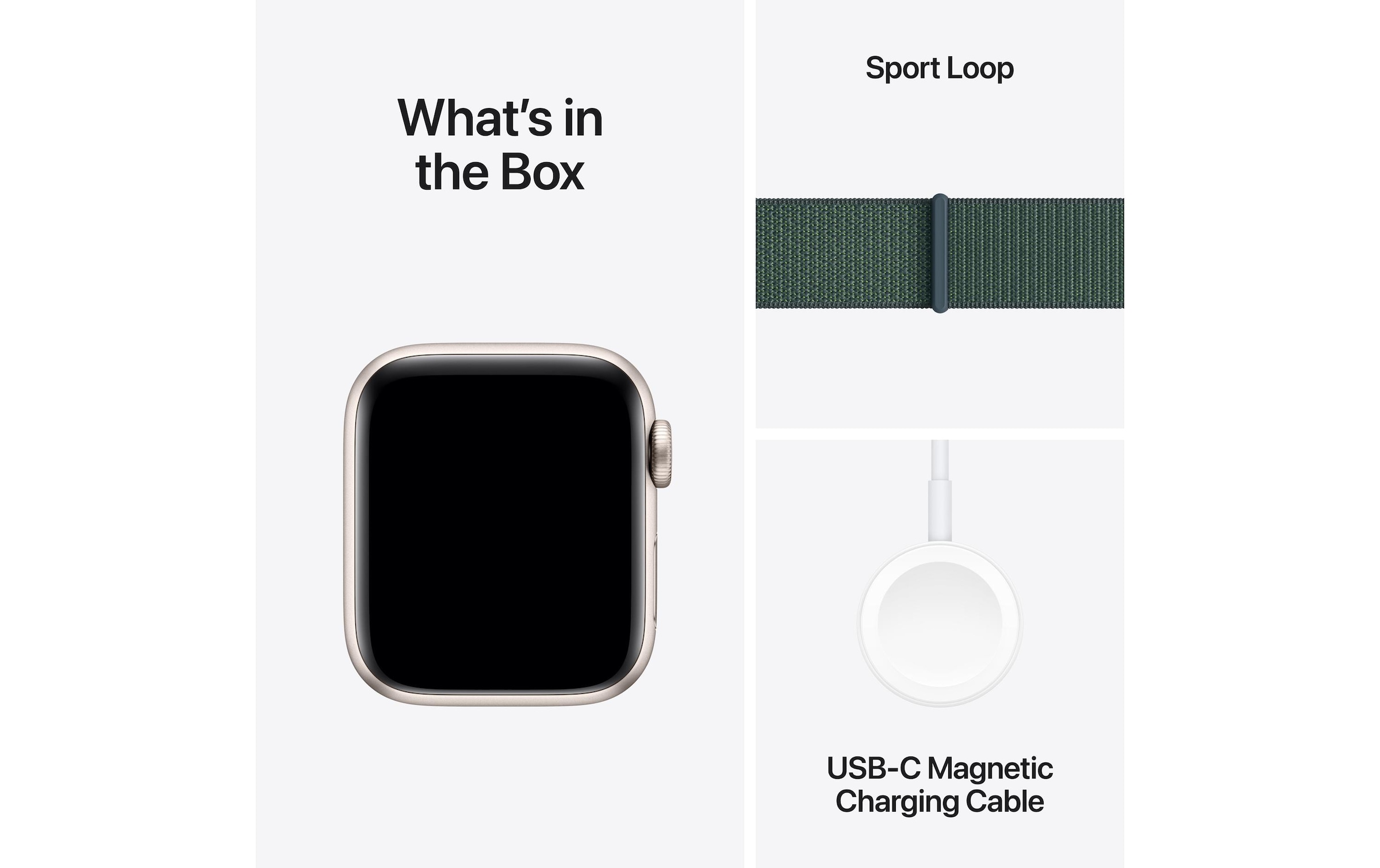 Apple Watch SE (2024), 40 mm, GPS, Sport Loop, Polarstern