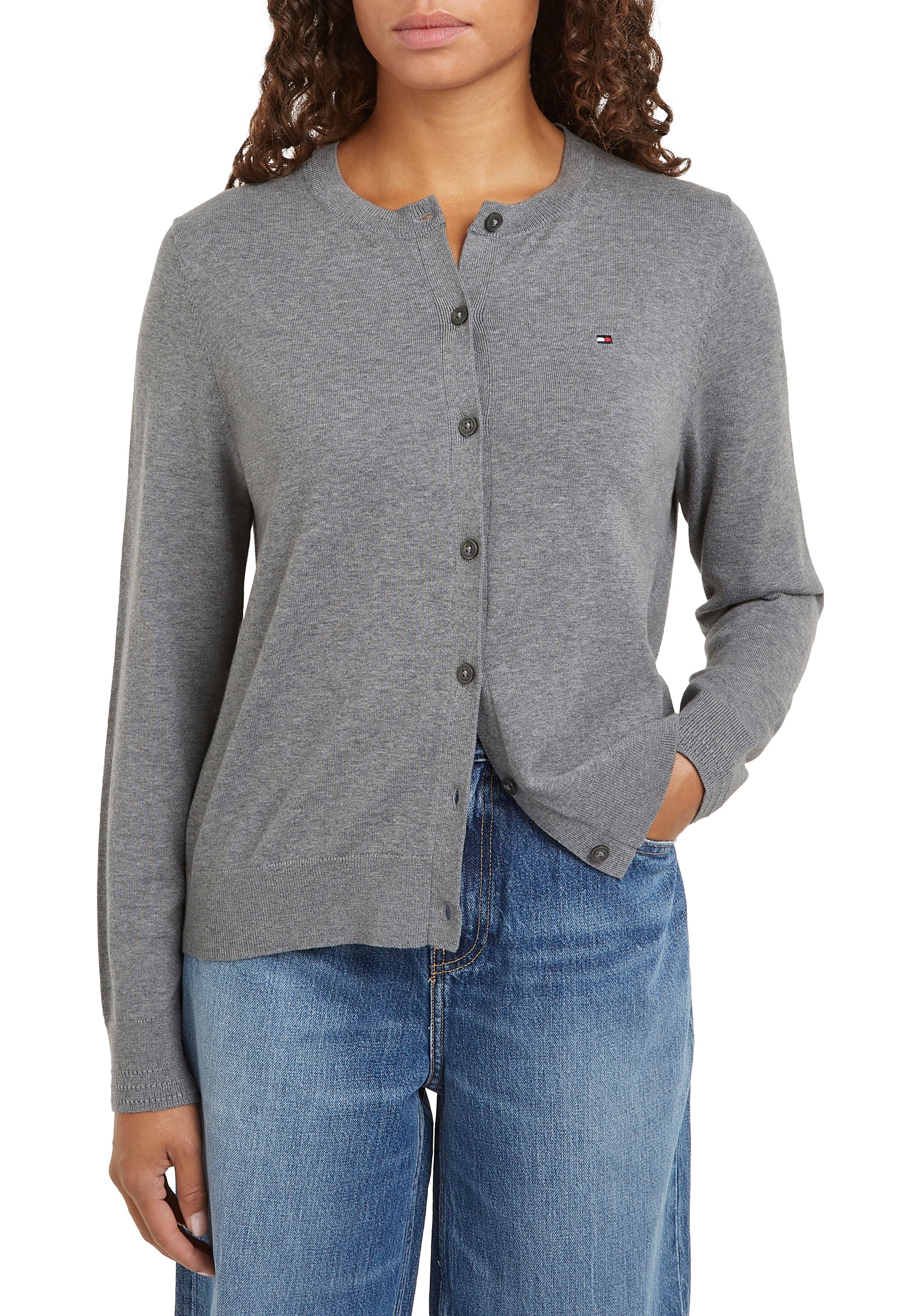 Tommy Hilfiger Cardigan »CO JERSEY STITCH CARDIGAN«, mit Logostickerei