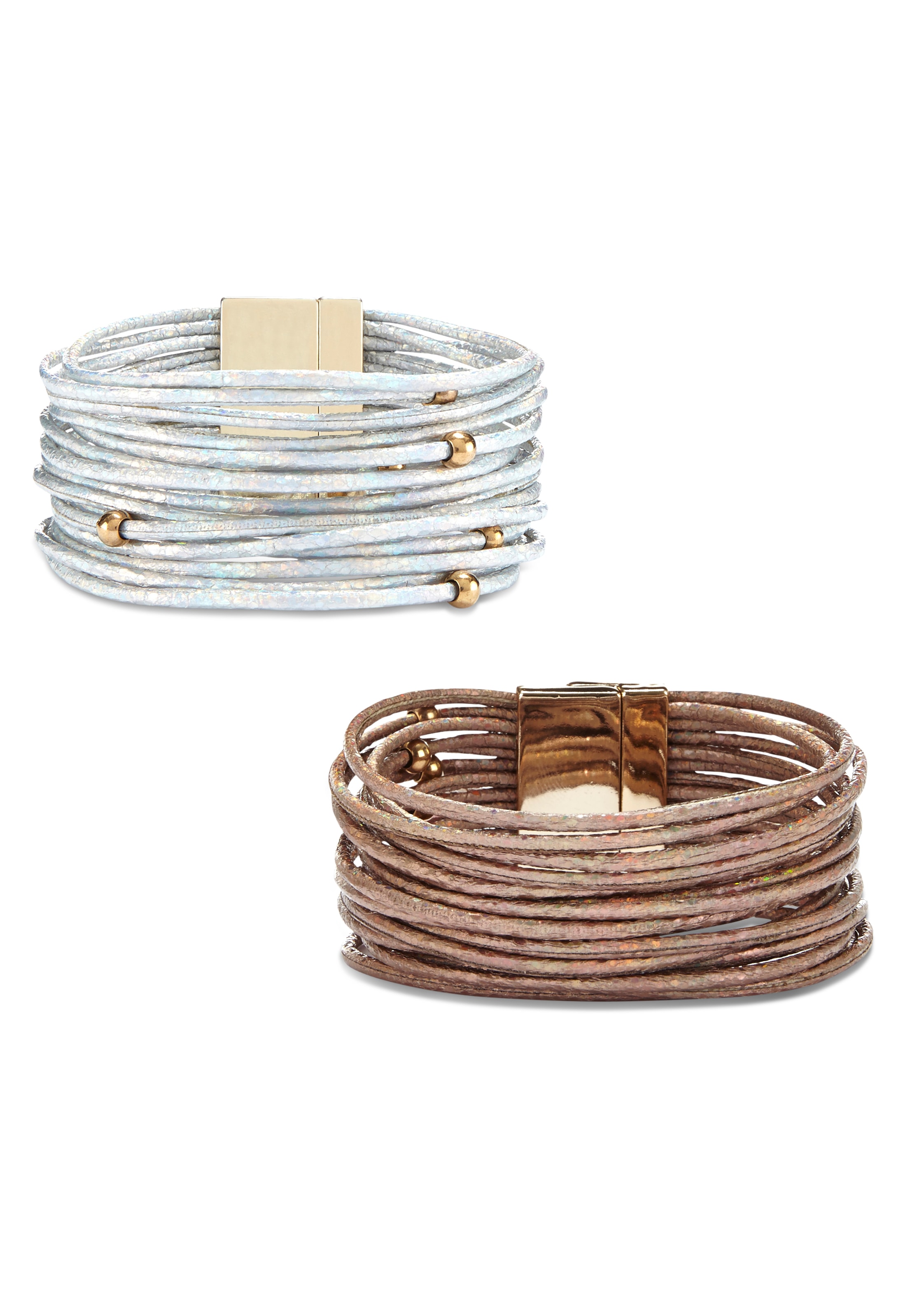 Armband Set »Wickelarmband«, (2 tlg.), in Layer Optik mit Perlen, Magnetarmband,...
