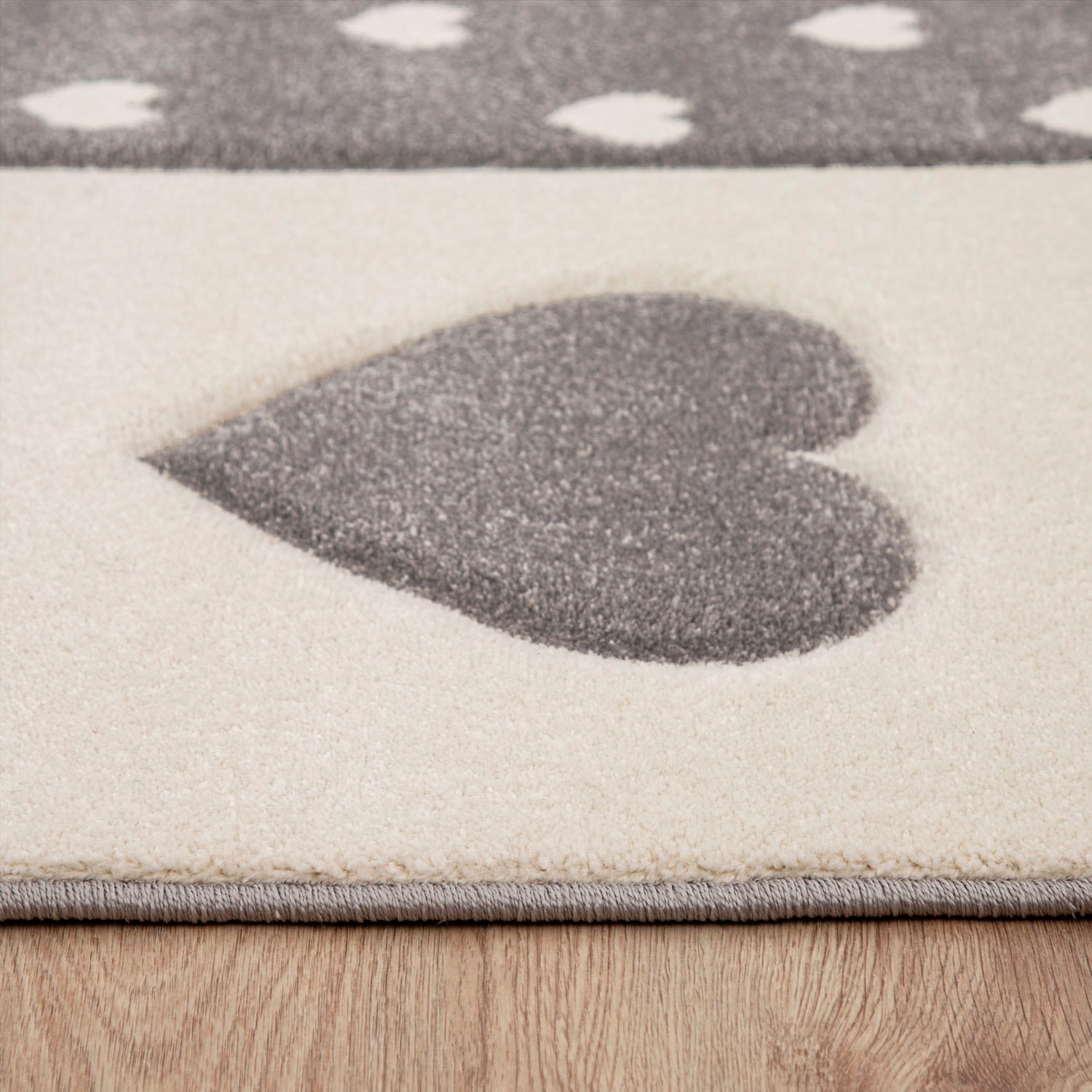 Paco Home Kinderteppich »Cosmo 339«, rechteckig, 16 mm Höhe, Kurzflor, Pastell-Farben, 3D-Effekt, Motiv Herz, Punkte & Krone