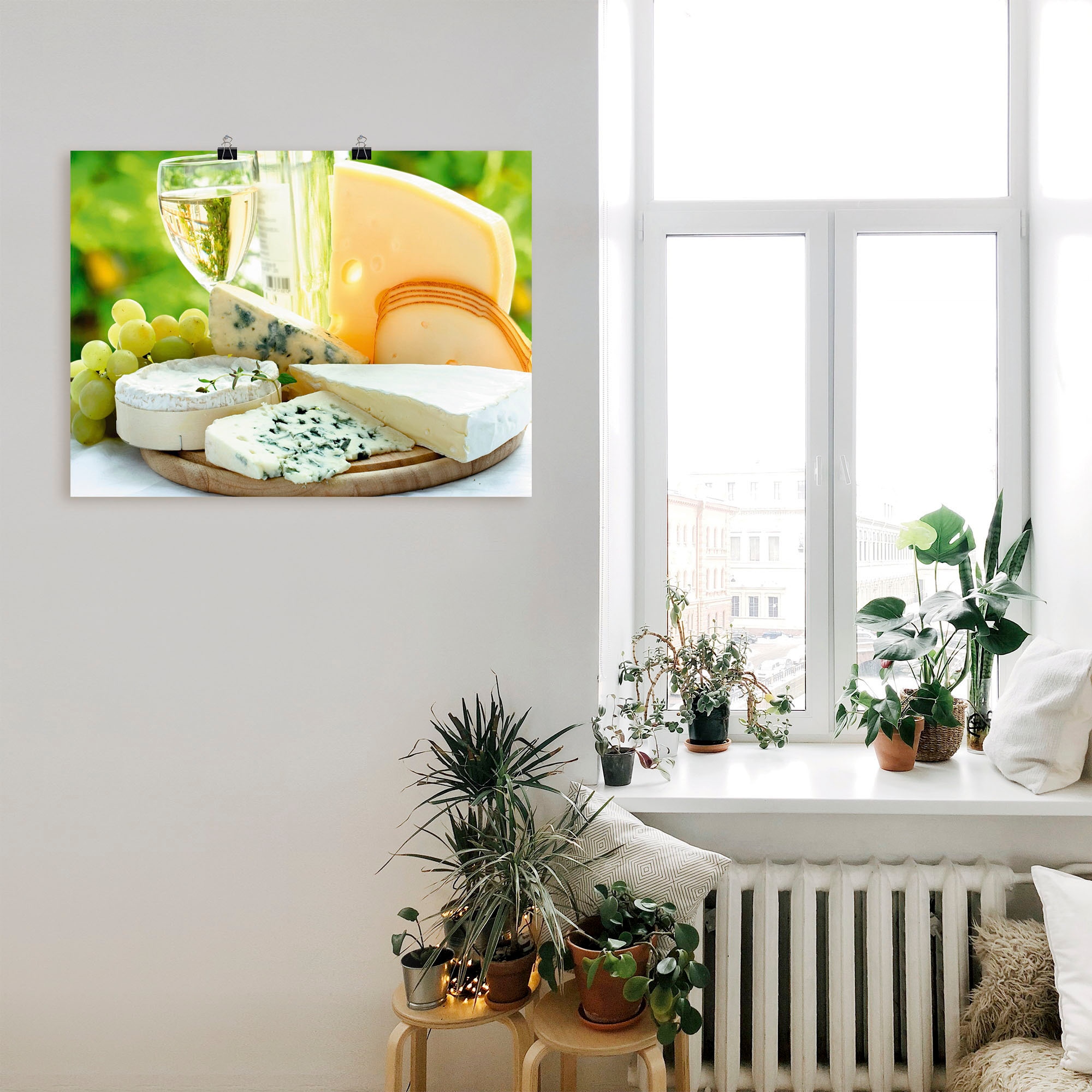 Artland Wandbild »Käse & Wein«, Lebensmittel, (1 St.), als Leinwandbild, Poster in verschied. Grössen
