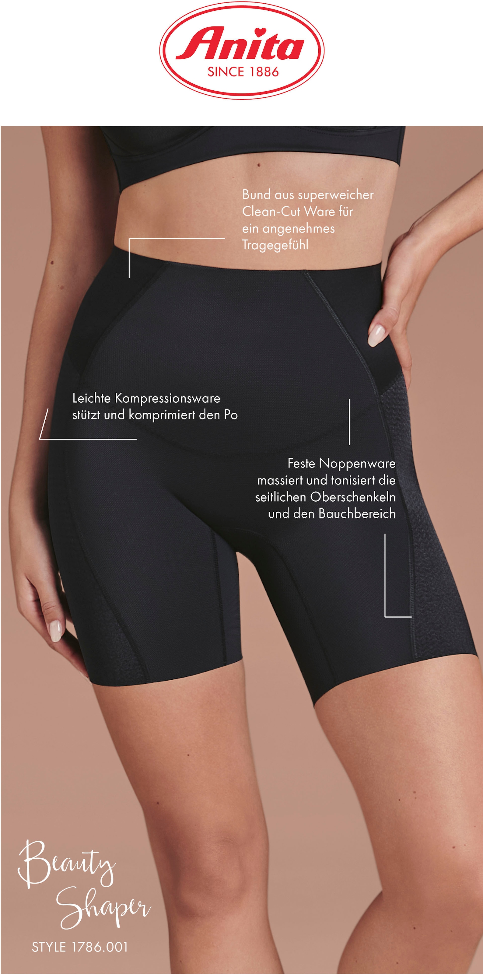 Anita since 1886 Shapinghose »Beauty Shaper Miederhose clean cut, lang«, ohne Nähte, clean Cut, integrierte Bauchstütze, Noppenware