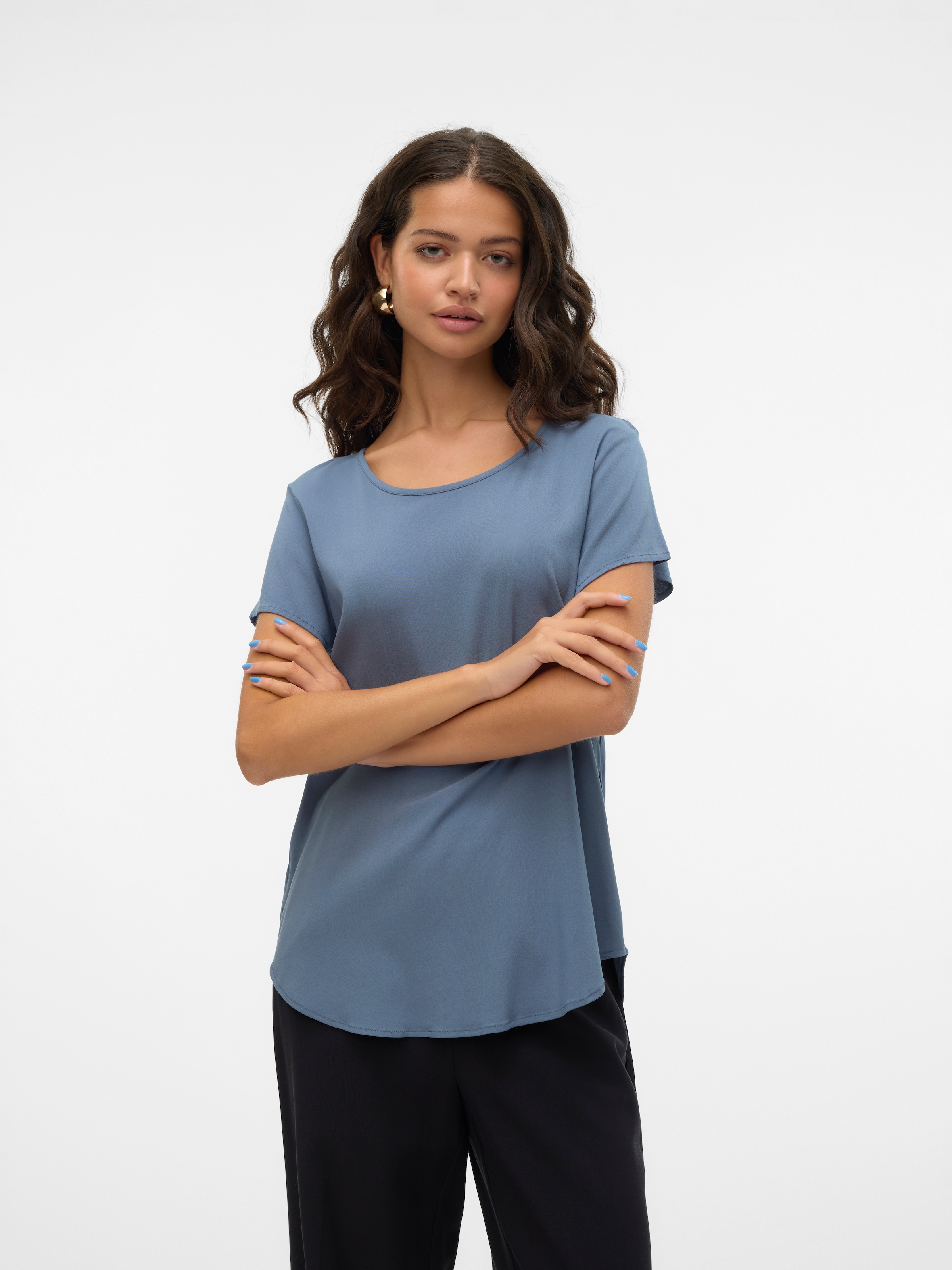 Vero Moda Blusenshirt »VMBELLA SS TOP WVN GA NOOS« Viskosemischung, abgerundeter Saum
