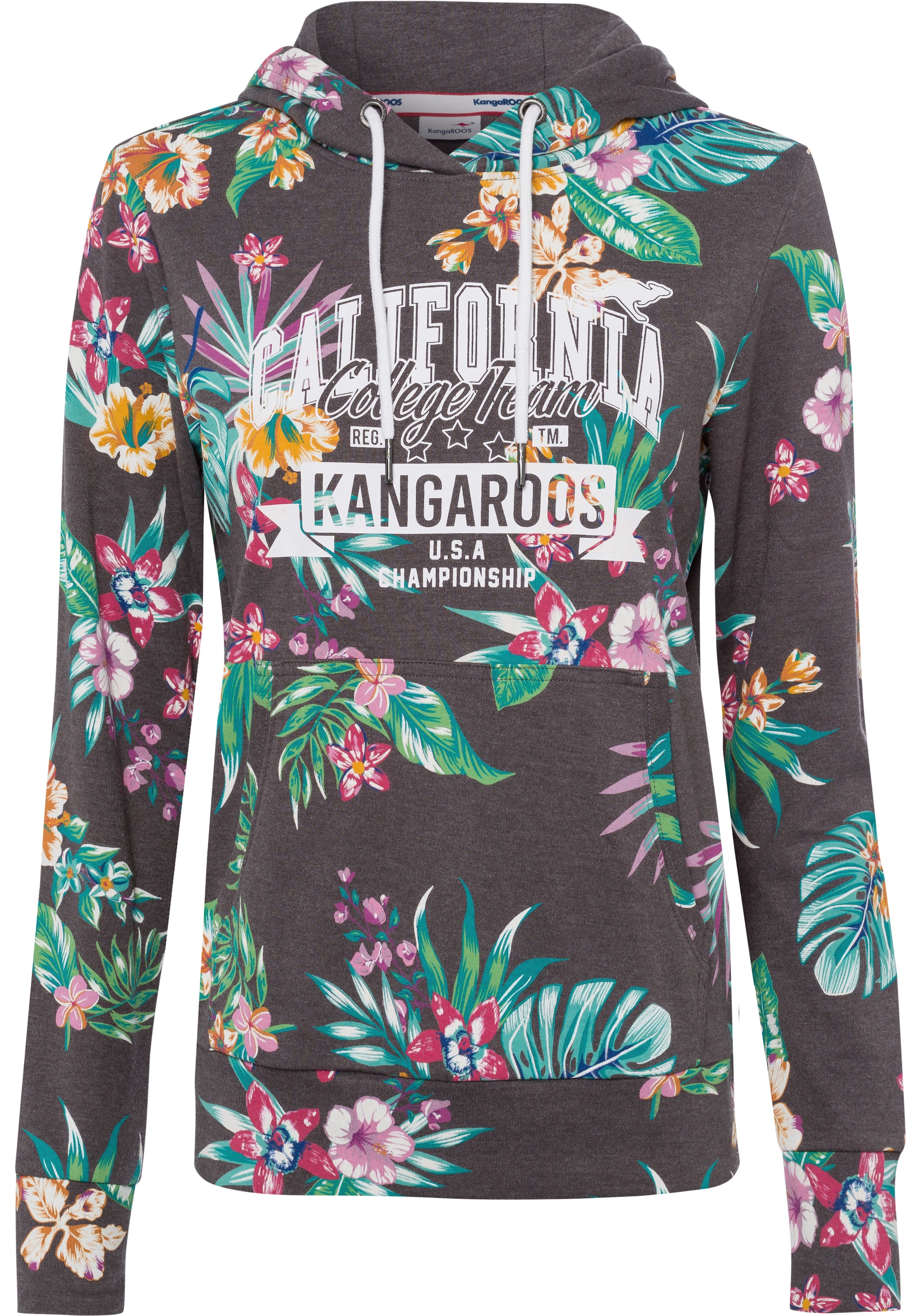 KangaROOS Kapuzensweatshirt, Langarm, figurumspielender Schnitt, aus Interlockmaterial