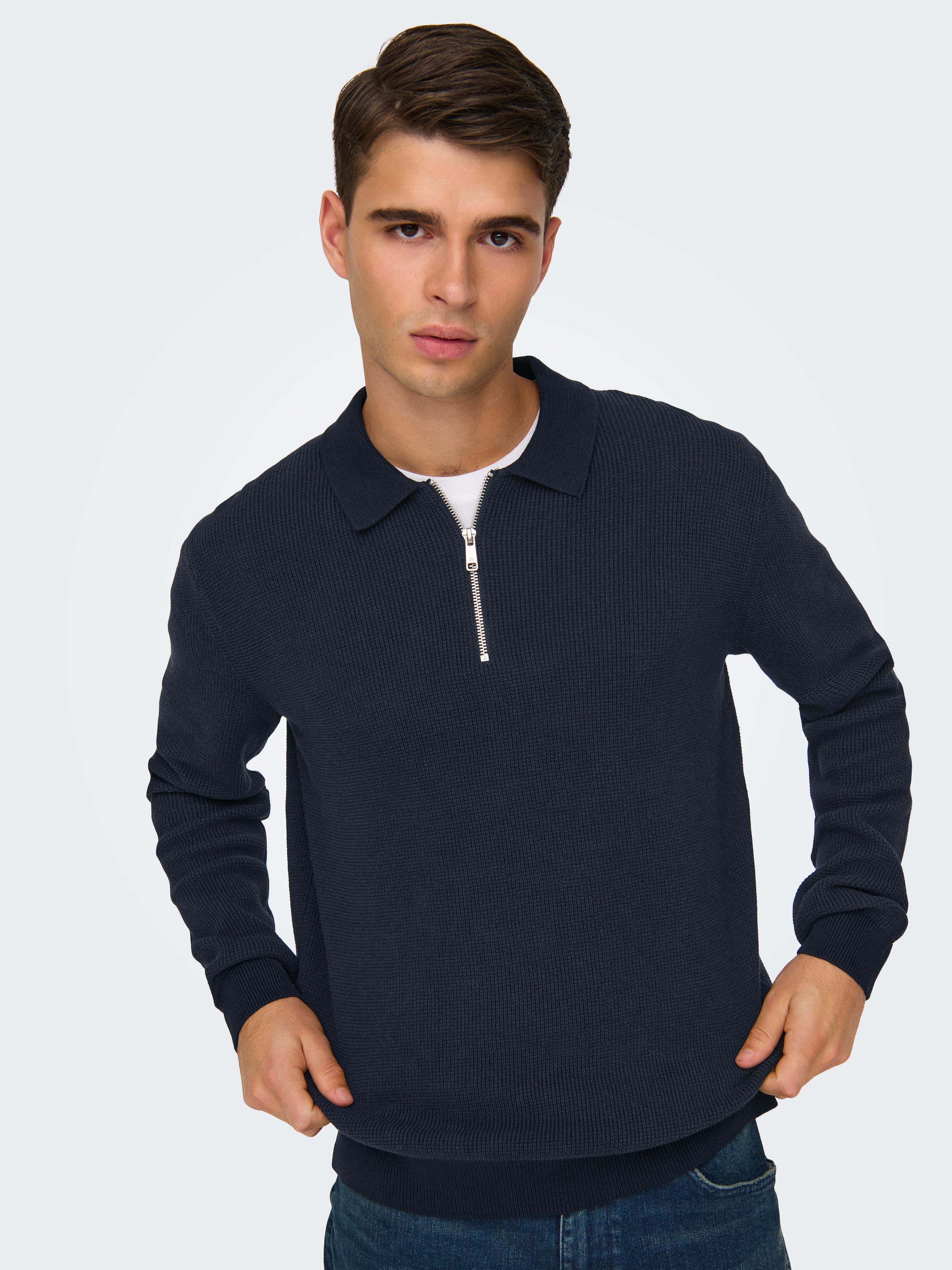 ONLY & SONS Polokragenpullover »ONSMATTEO LS ZIP POLO«