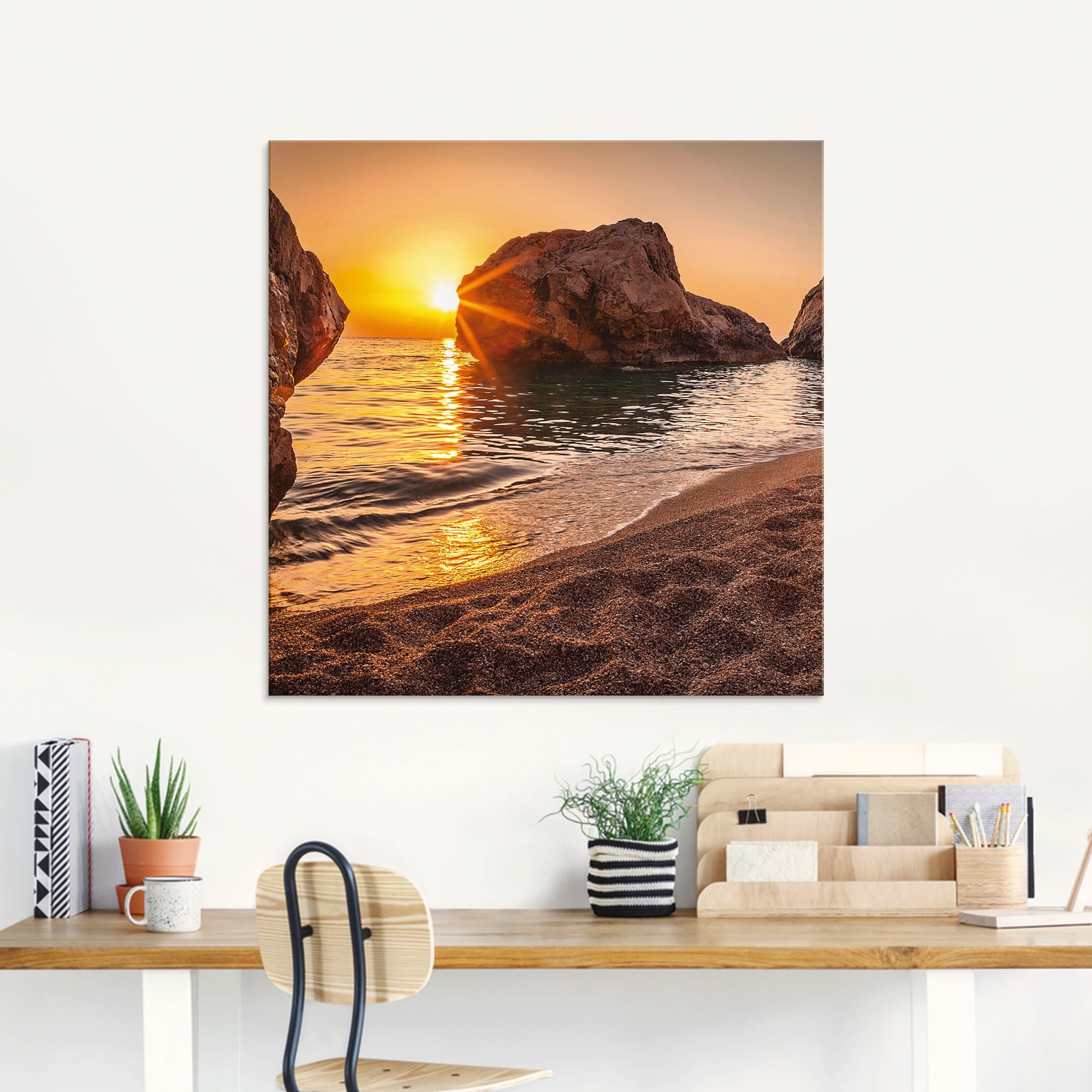 Artland Glasbild »Sonnenuntergang und Strand«, Strand, (1 St.), in verschiedenen Grössen
