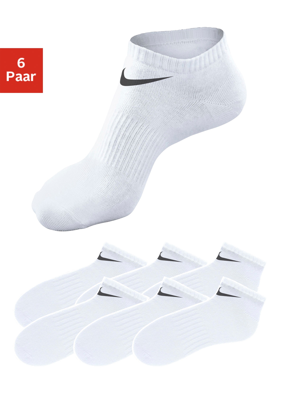 Nike Sneakersocken, (6 Paar), mit Mittelfussgummi