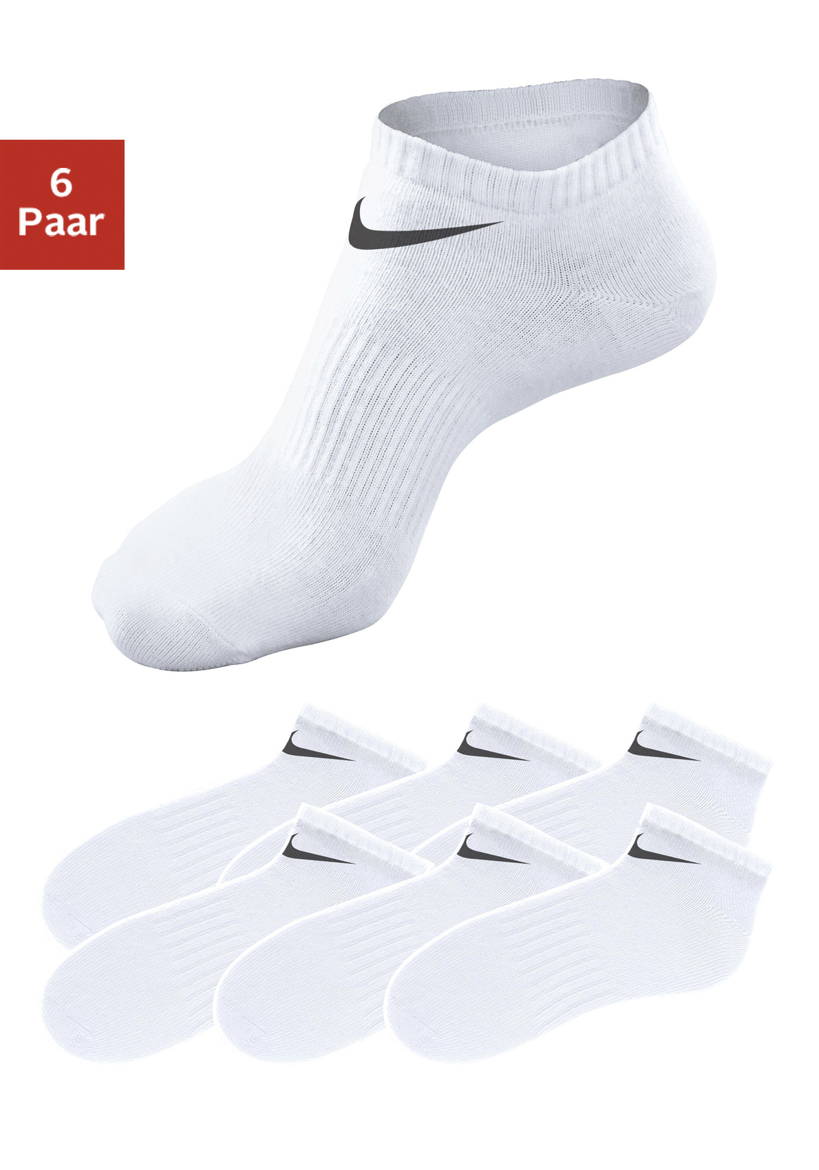 Sneakersocken, (6 Paar), mit Mittelfussgummi