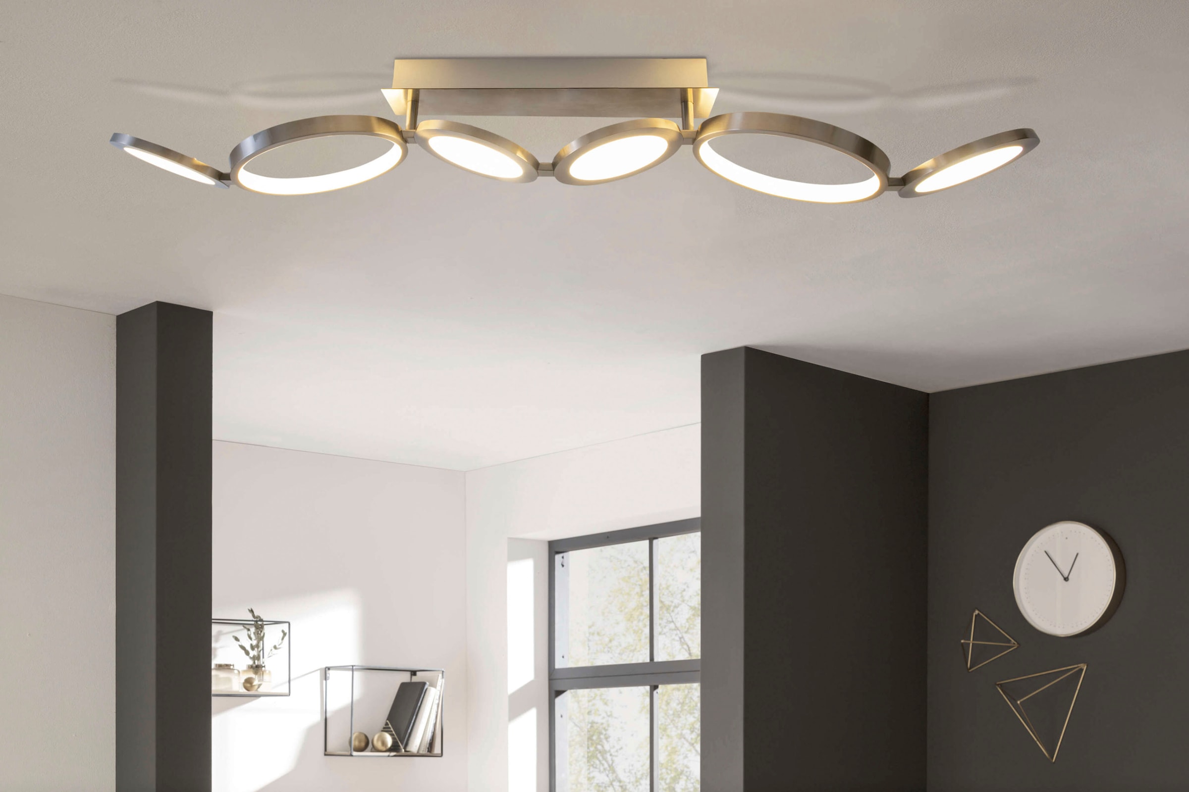 näve LED Deckenleuchte »Stelari«, 1 flammig, 3 Stufen dimmbar per Wandschalter, Diskusoptik, LED warmweiss, l:100cm