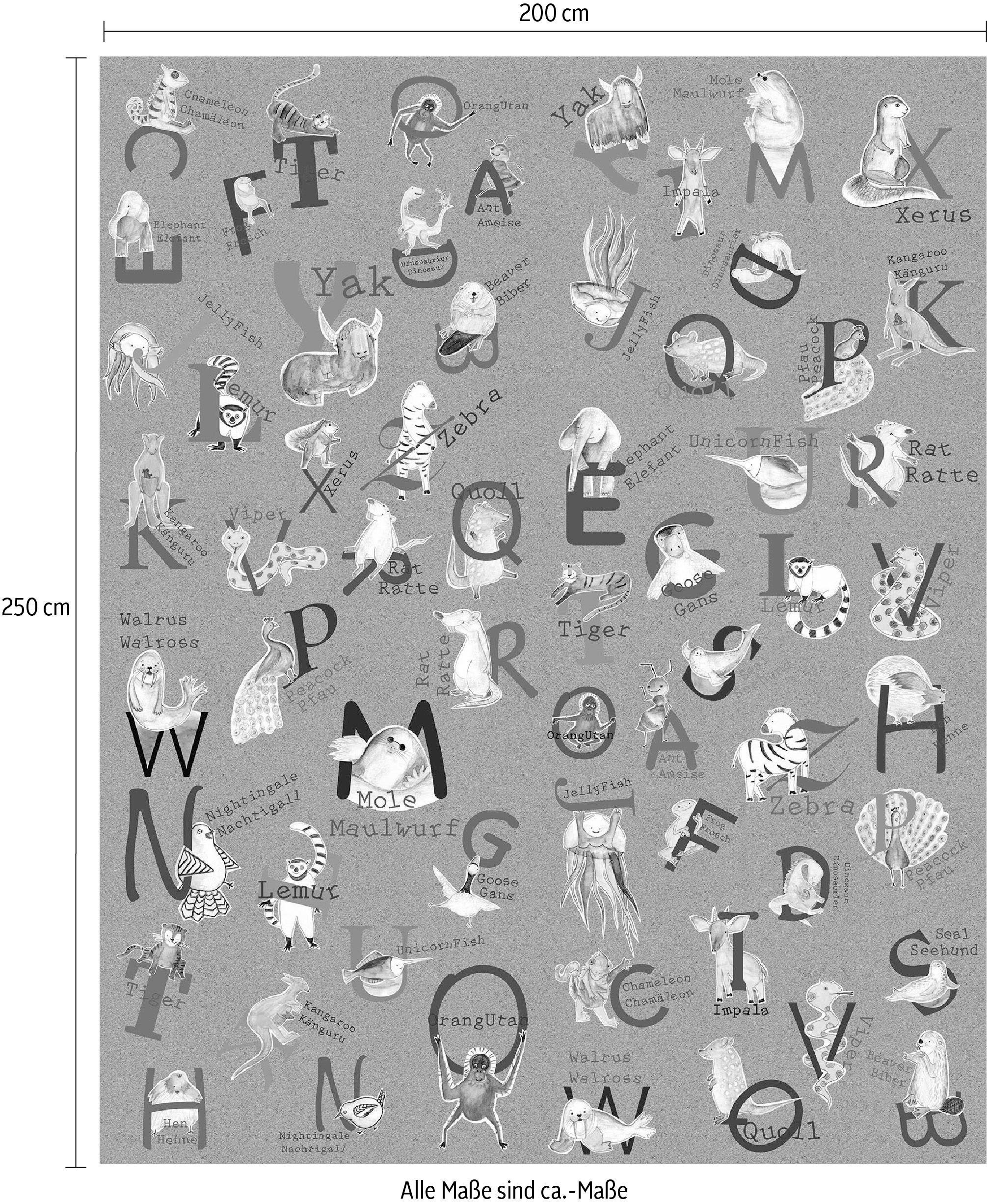 Komar Vliestapete »Digitaldruck Vlies - Animals A-Z - Grösse 200 x 250 cm«, bedruckt, Wohnzimmer, Schlafzimmer