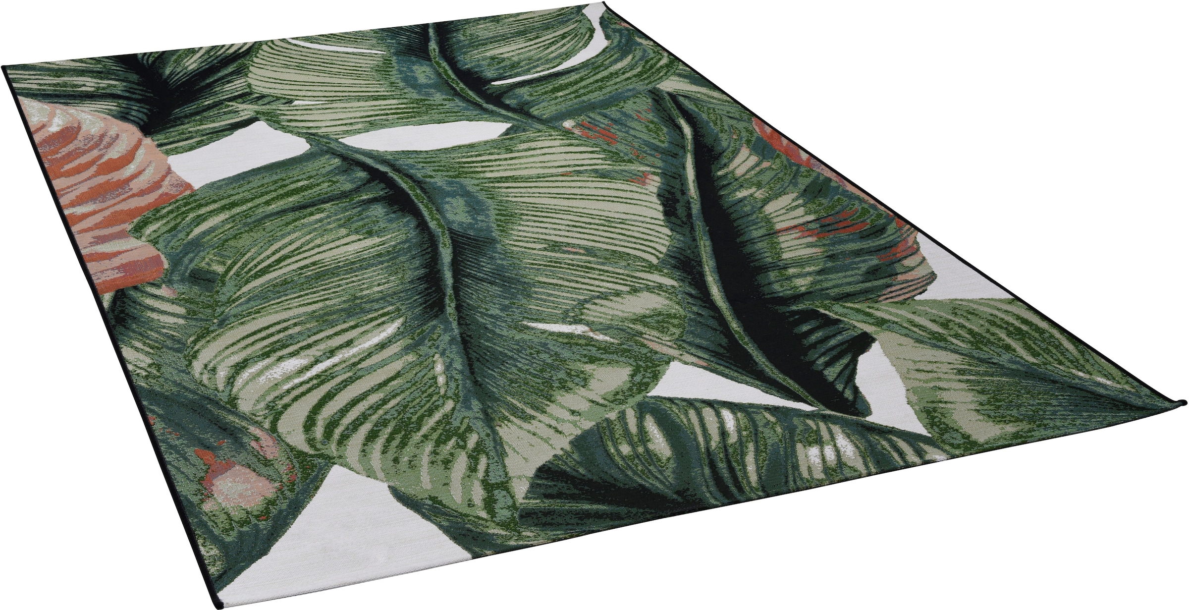 TOM TAILOR HOME Teppich »Garden Leaf«, rechteckig, 3 mm Höhe, Flachgewebe, In- und Outdoor geeignet, Wohnzimmer