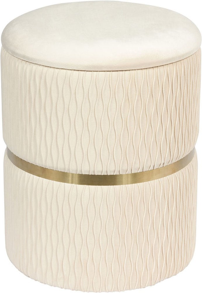 Kayoom Polsterhocker »Hocker Zora 425 2er-Set, Praktischer und versteckter Stauraum«, (Set, 2 St.), 2er-Set mit Stauraum, ineinander stapelbar, goldfarbenener Ring