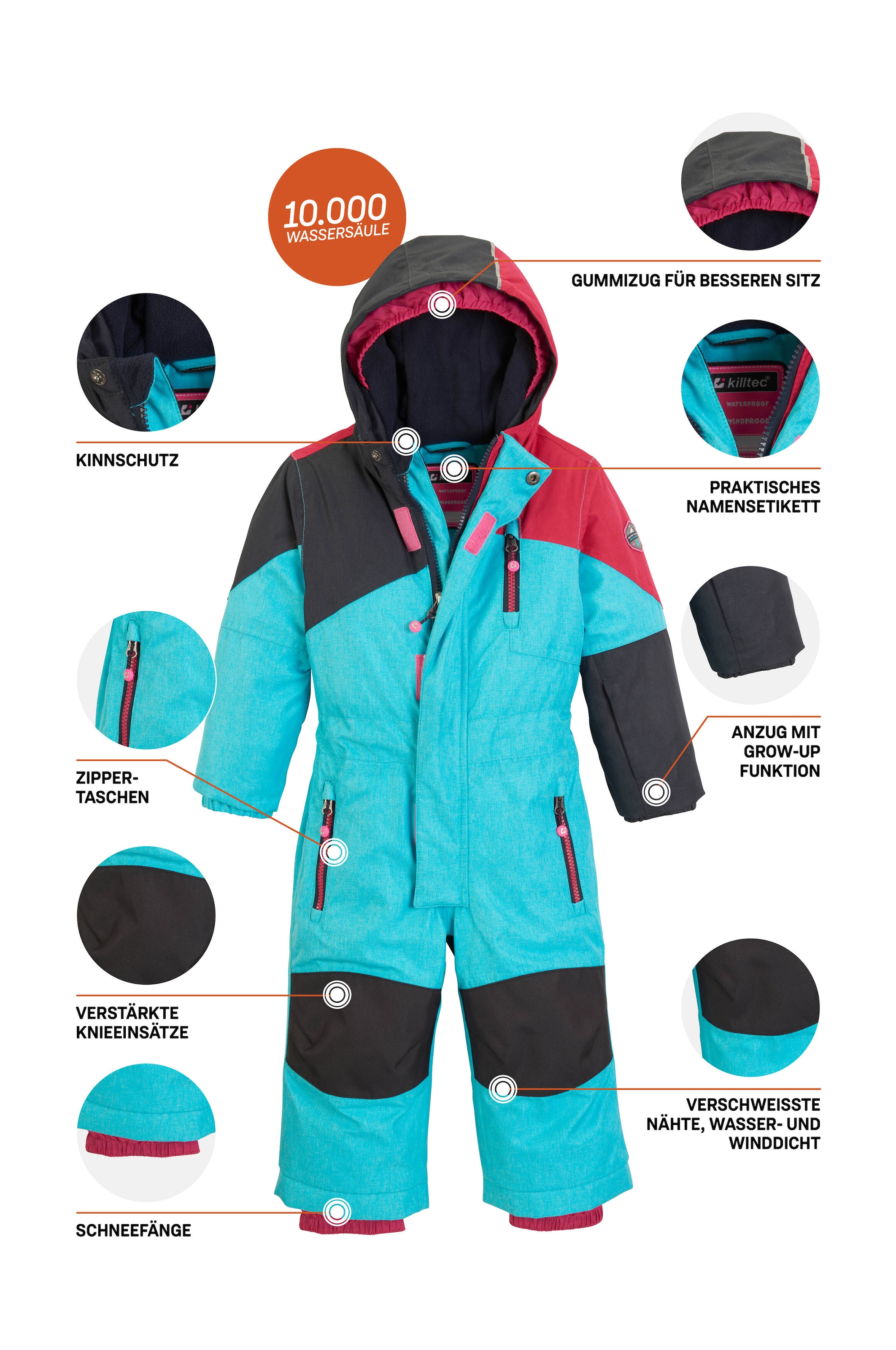 Killtec Skianzug »Kesley Mini«, Skioverall, wind- und wasserdicht, innen warmes Fleece
