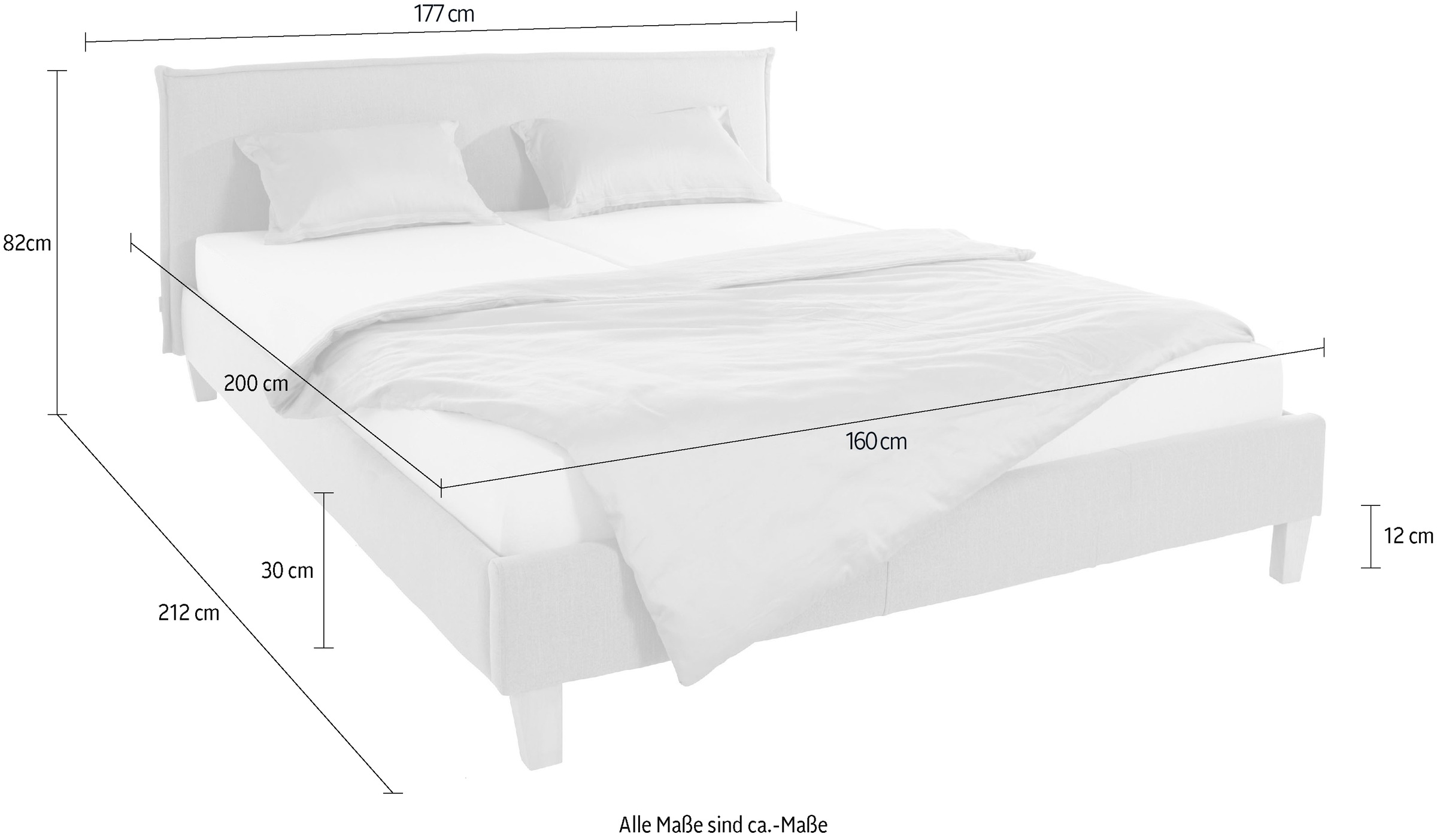 GOODproduct Polsterbett »Heddi«, in 5 Breiten: von 90cm-200cm, Biese am Kopfteil, Strukturstoff