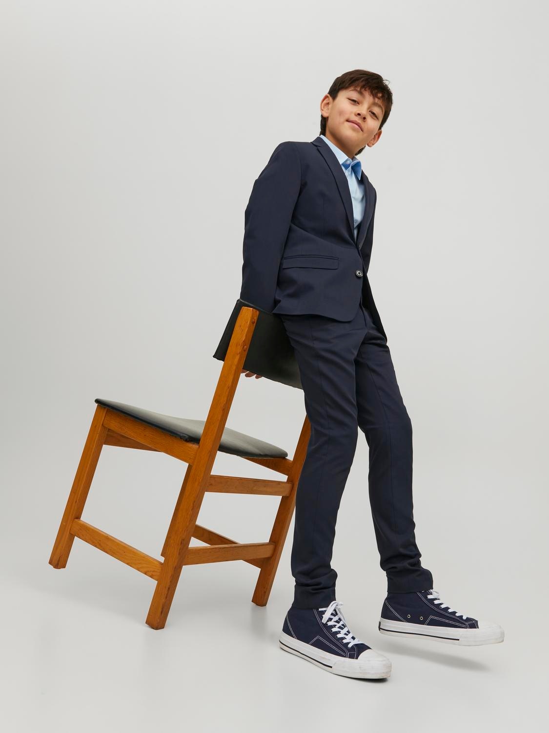 Jack & Jones Junior Kinderanzug »JPRSOLAR elastisch und pflegeleicht für besondere Anlässe«, (Set, 2 tlg.), slim fit, unifarben, modisch, slim fit, Web, Reverskragen