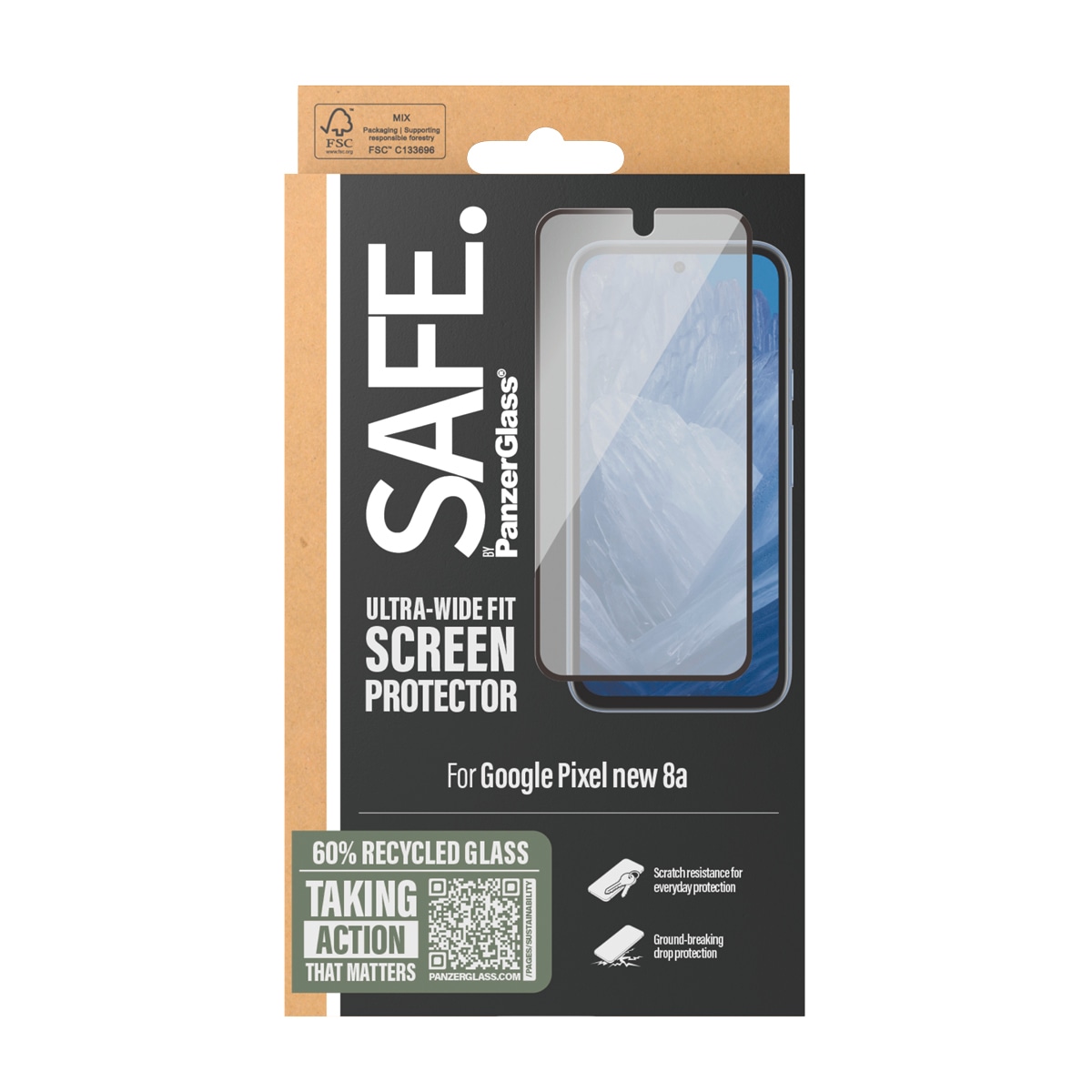 SAFE by PanzerGlass Displayschutzglas »Ultra-Wide Fit Screen Protection«, für Google Pixel 9a, Displayschutzfolie, Schutzfolie, Bildschirmschutz, kratz- & stossfest