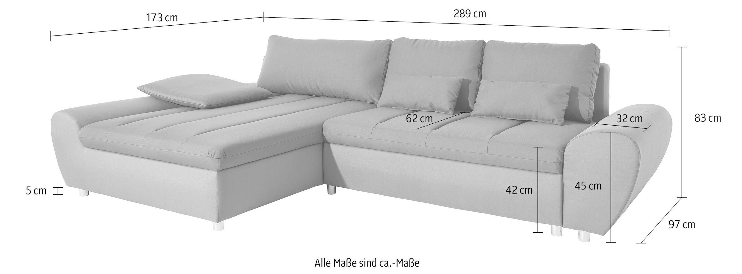 sit&more Ecksofa »Bandos L-Form«, in 2 unterschiedlichen Grössen, wahlweise mit Bettfunktion
