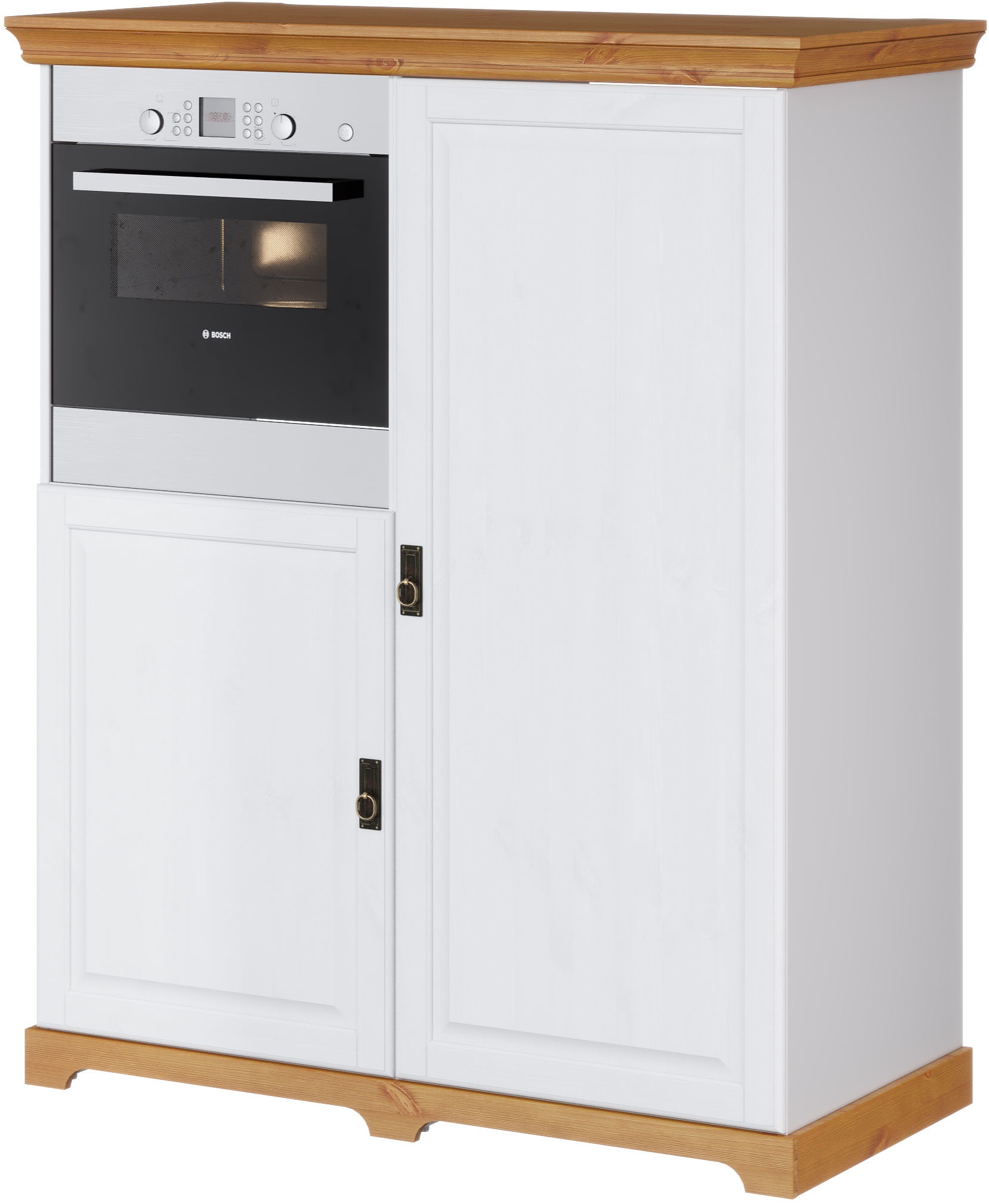 GOODproduct Backofen/Kühlumbauschrank "Rügen" Breite 127 cm, Kiefer massiv, Nische für Kühlschrank