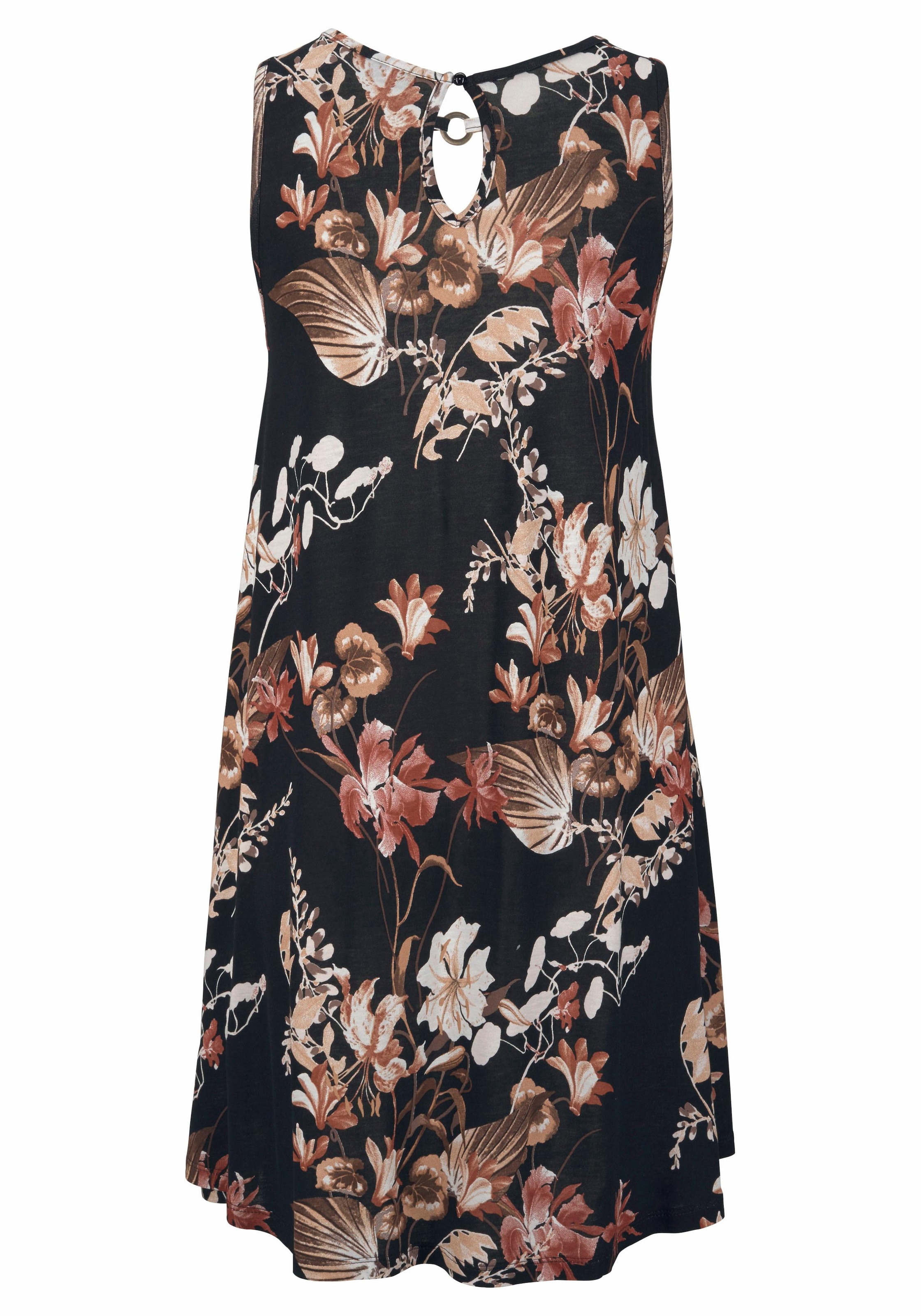 LASCANA Strandkleid, mit Ringdetail am Ausschnitt, Sommerkleid mit Blumendruck