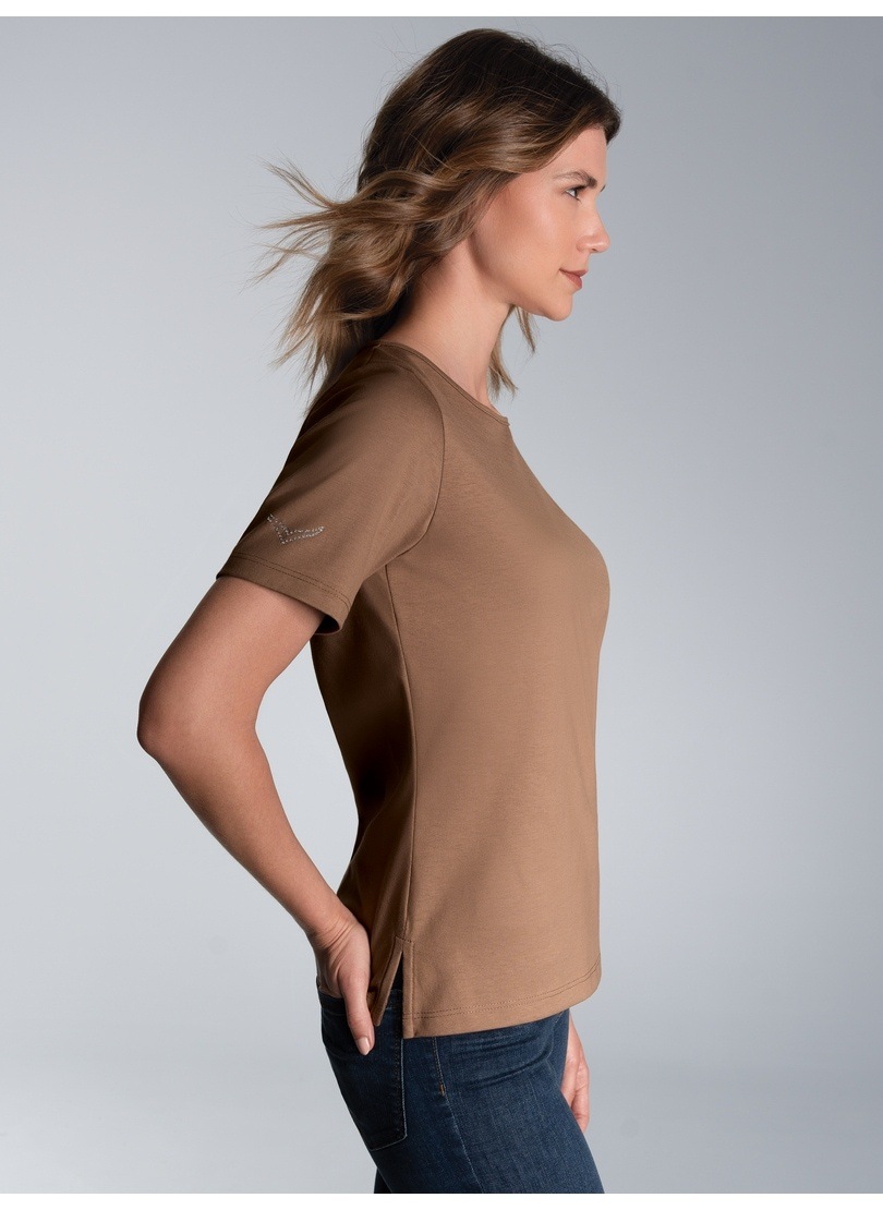 Trigema T-Shirt »TRIGEMA T-Shirt DELUXE Baumwolle mit Kristallsteinen« 1 Stk.