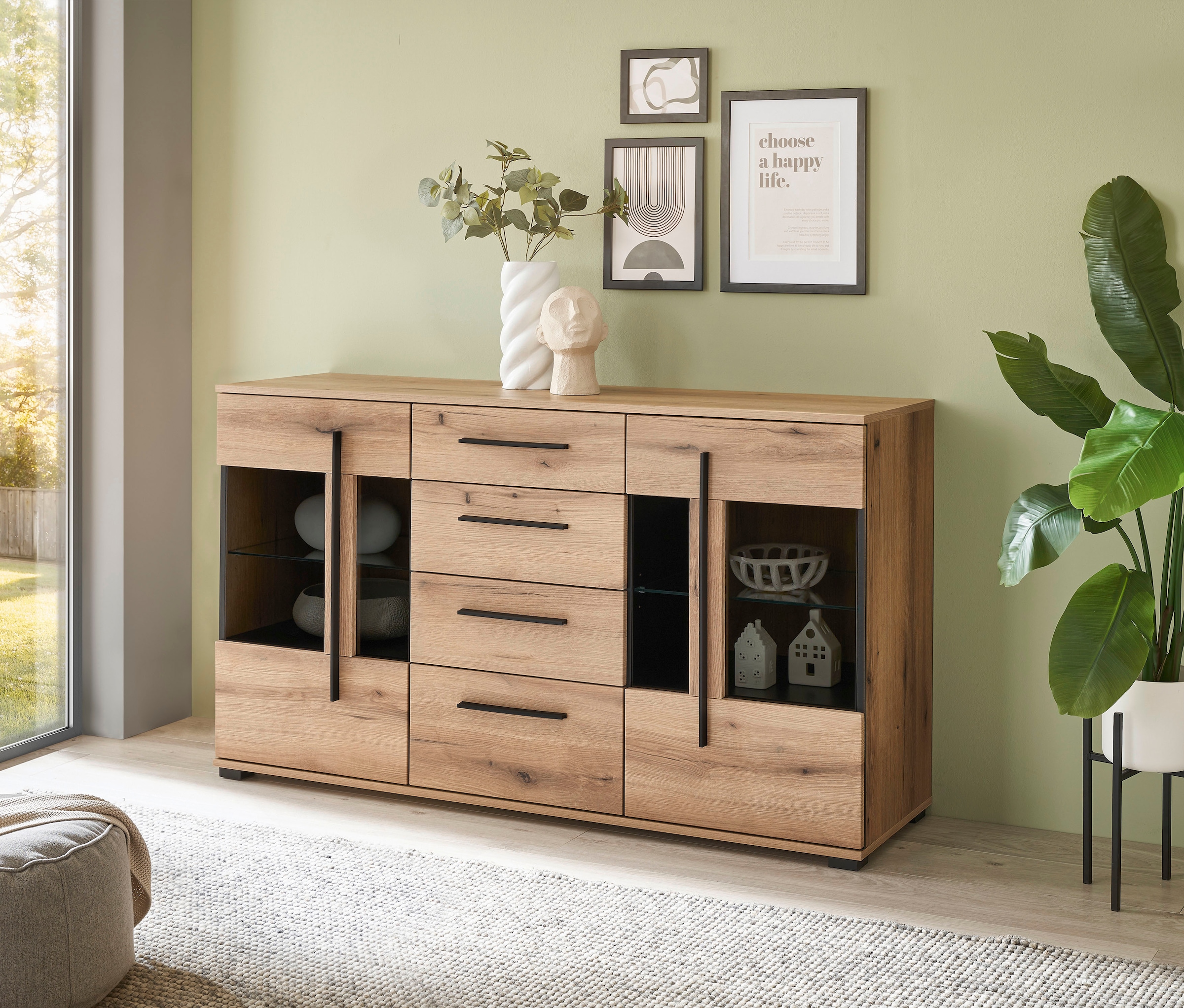 INOSIGN Wohnwand »Cantara«, (Set), enthält zwei Vitrinen, ein Sideboard und ein Wandboard