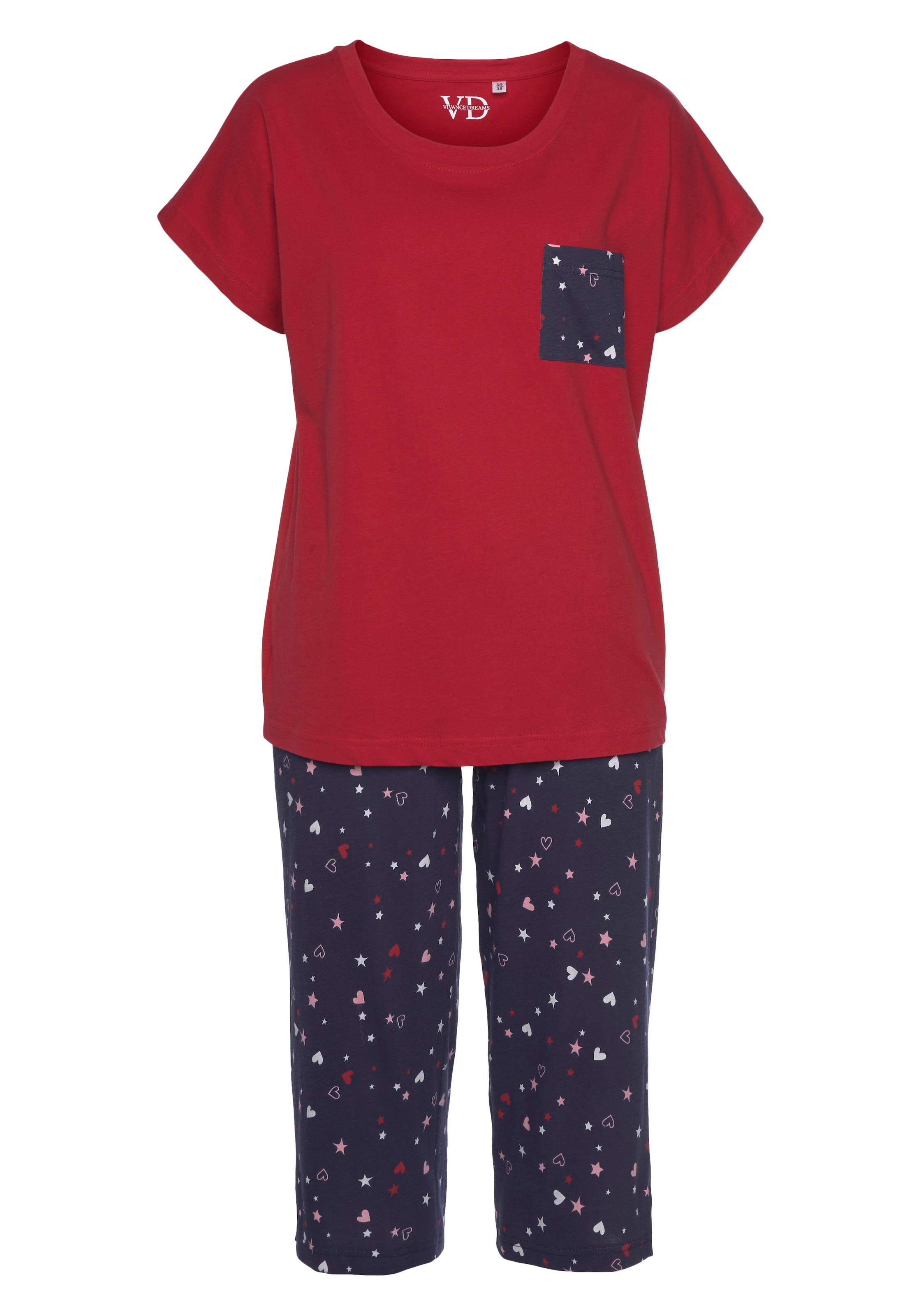 Vivance Dreams Capri-Pyjama, (2 tlg., Herzen-Sterne kaufen niedlichem online Jelmoli-Versand Stück), bei Schweiz mit 1 -Druck