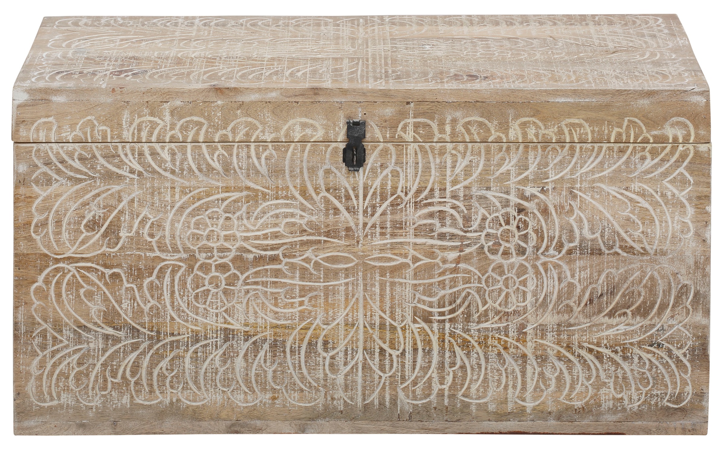 OTTO home Truhentisch "Lavin" Mangoholz, mit dekorativen Schnitzereien, Handgefertigt, Breite 90 cm