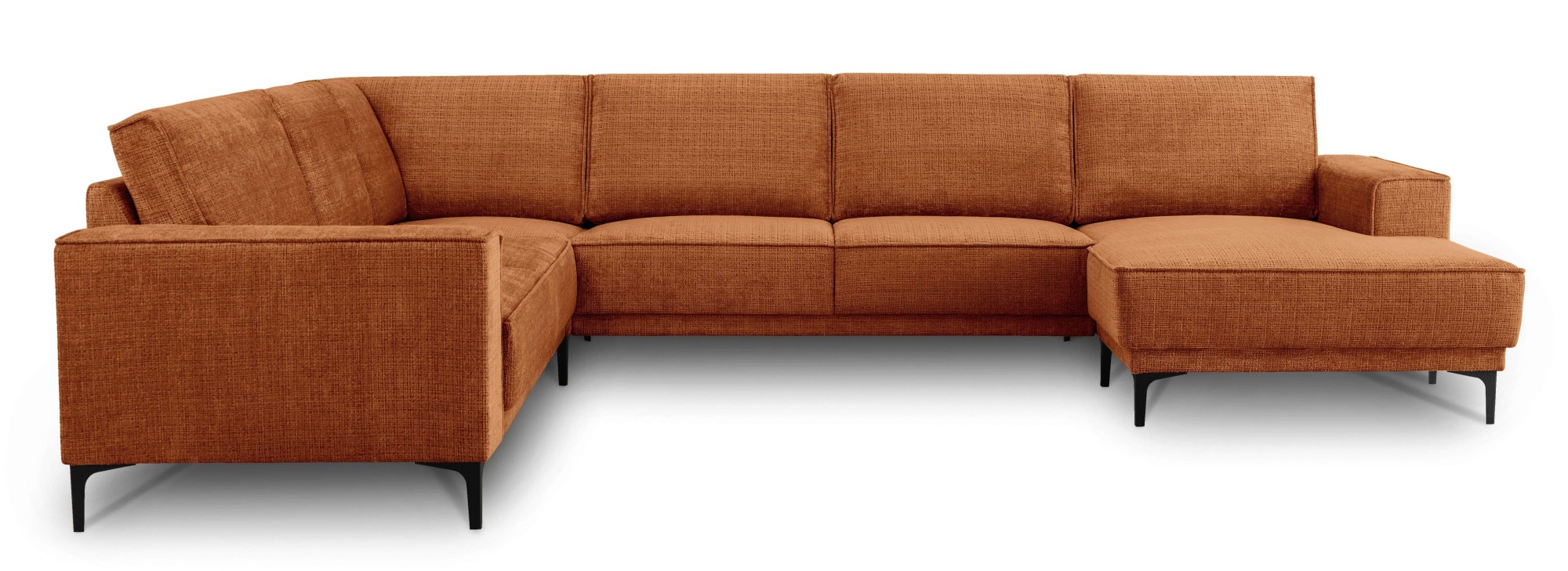 Places of Style Wohnlandschaft »XXL Sofa Oland, Struktur, Flachgewebe, Luxus-Microfaser, Boucle«, U-Form, 342 cm, Wellenunterfederung, Skandi-Design, Metallfüsse