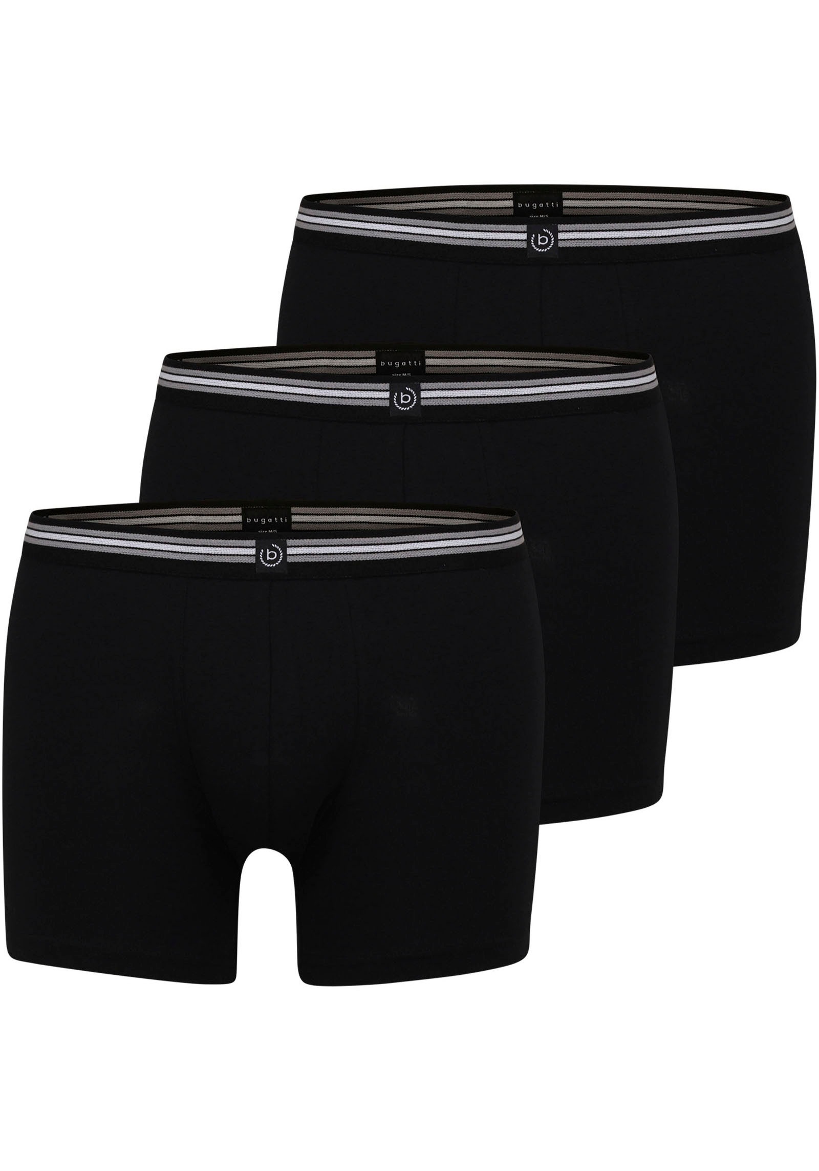 bugatti Boxershorts »Prag« 3er Pack, 3 bequem, atmungsaktiv, Baumwollmix, mit Logo, eng, lang