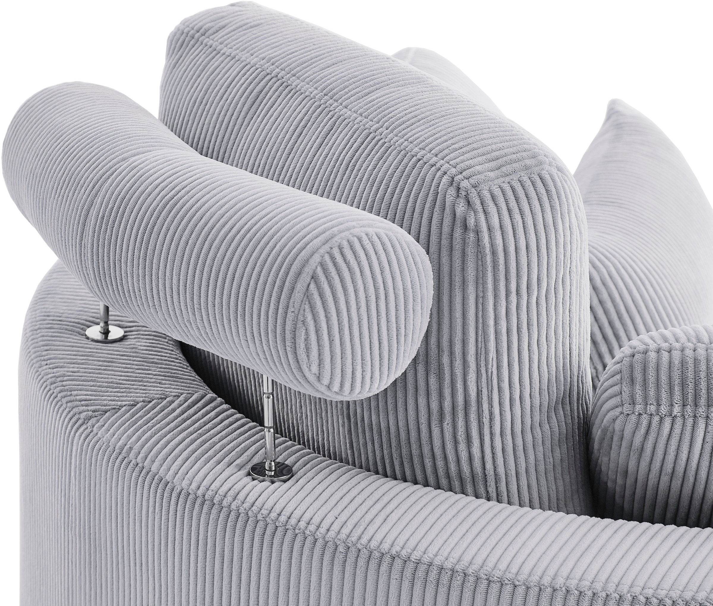 ATLANTIC home collection Loveseat »Ravi, B: 114 cm«, XXL- Sessel, mit Stauraumhocker, Rückenstütze & 4 Zierkissen