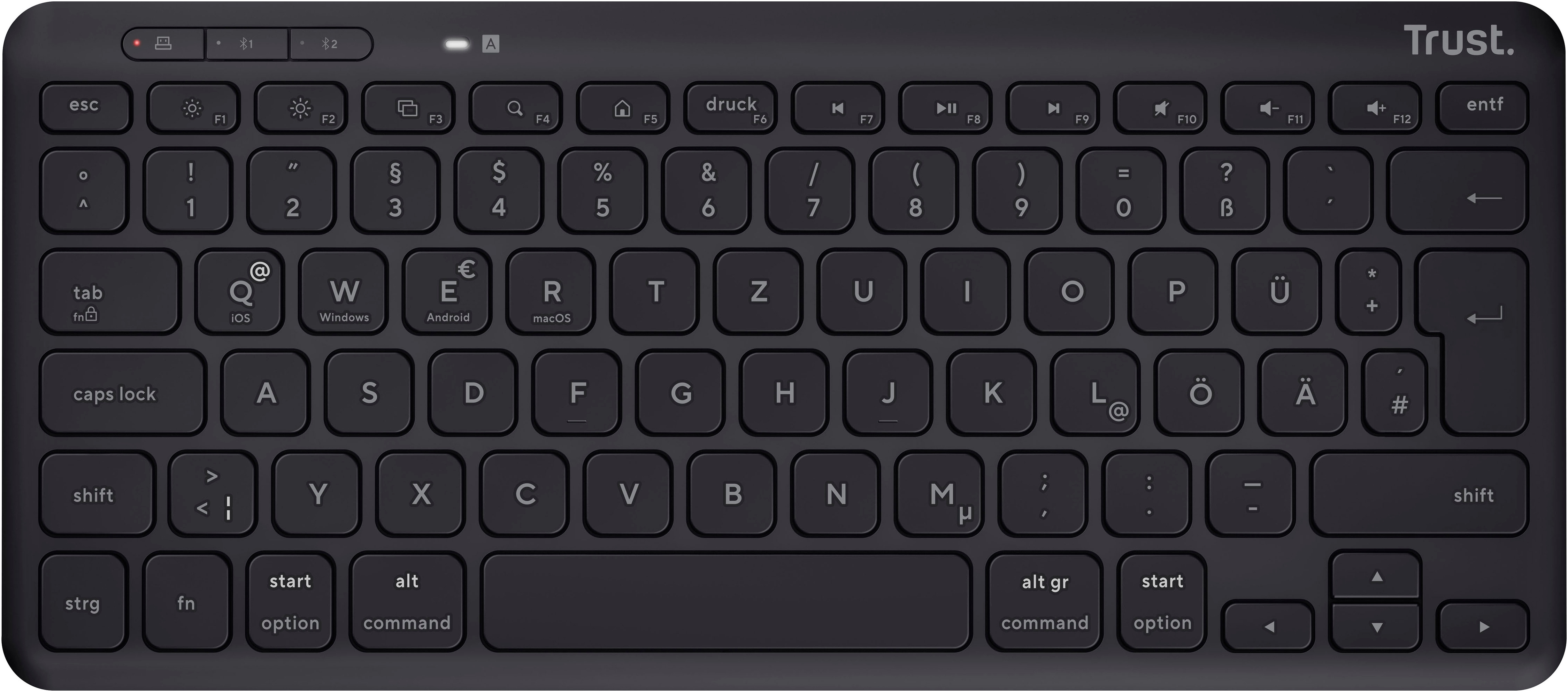 Trust Wireless-Tastatur "Lyra Kompakte Funktastatur" (Anpassbare Höhe Multimedia-Tasten USB-Anschluss)