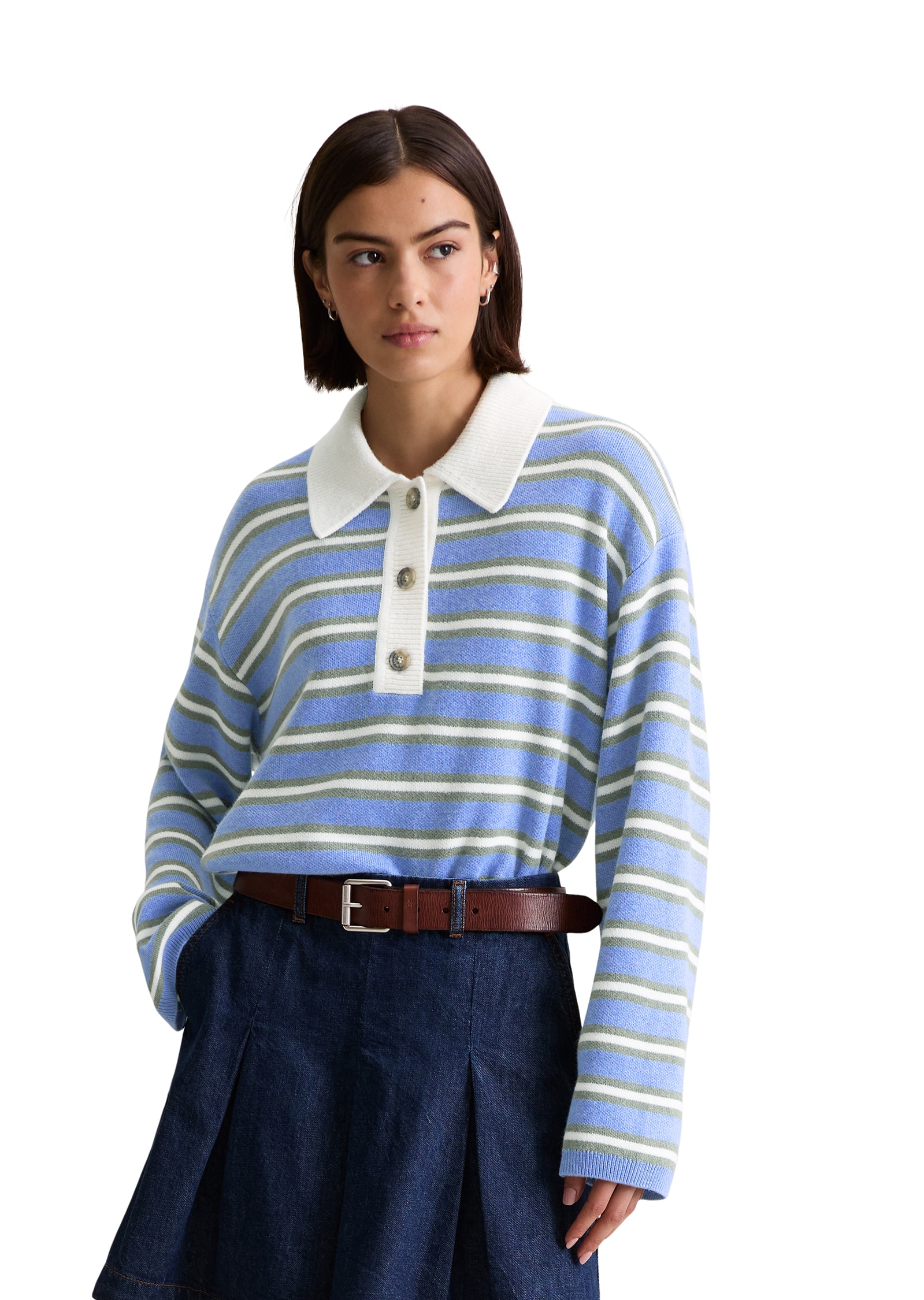 Marc O'Polo DENIM Strickpullover regular fit aus softem Schurwolle-Viskose-Mix, gestreift