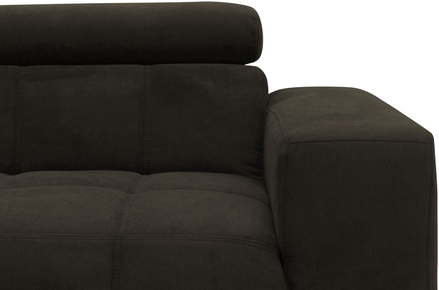 DOMO collection Ecksofa »Trento L-Form, mit Kufenfuss oder Einzelfuss«, wahlweise mit Kopfteilverstellung, Recamiere links/rechts bestellbar