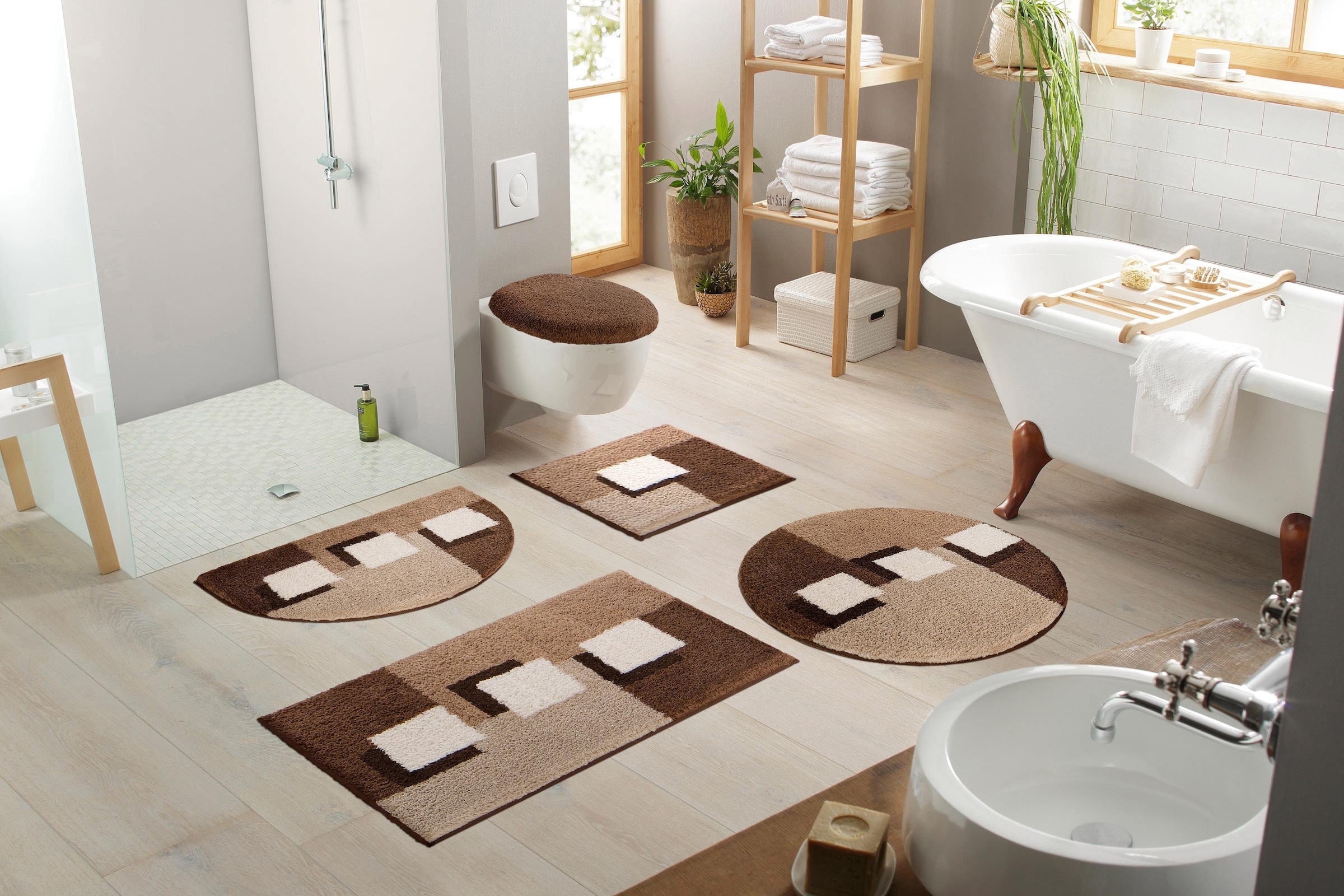 my home Badematte »Ada, Badvorleger, Badezimmer Teppich«, rutschhemmend beschichtet, schnell trocknend-strapazierfähig-fussbodenheizungsgeeignet, Badteppich, Badematten auch als 3 teiliges Set erhältlich