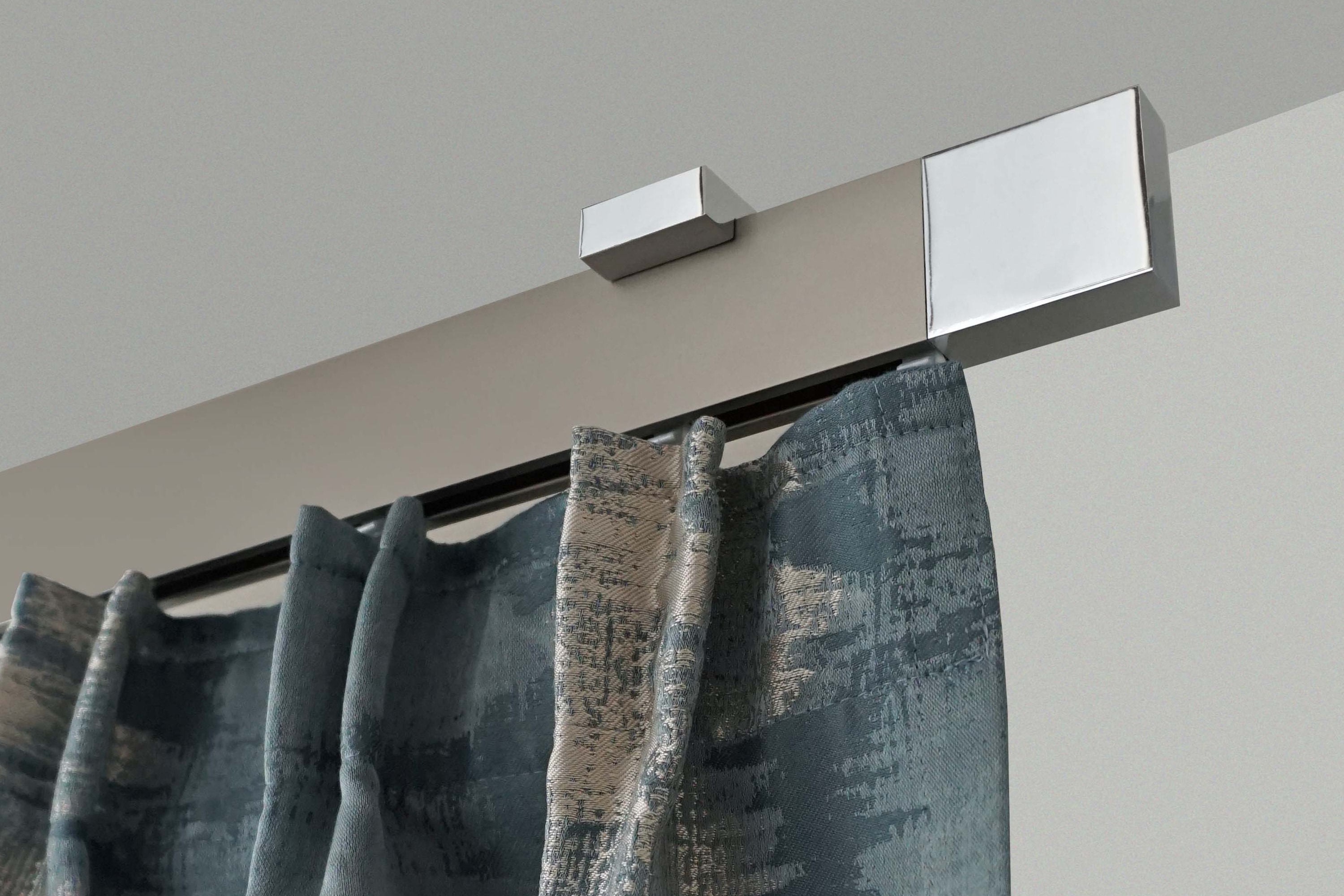 GARESA Gardinenstange "FLAT" 1 läufig-läufig Wunschmasslänge Rechteckprofil, Deckenmontage, perfekter Lauf, modern, verlängerbar