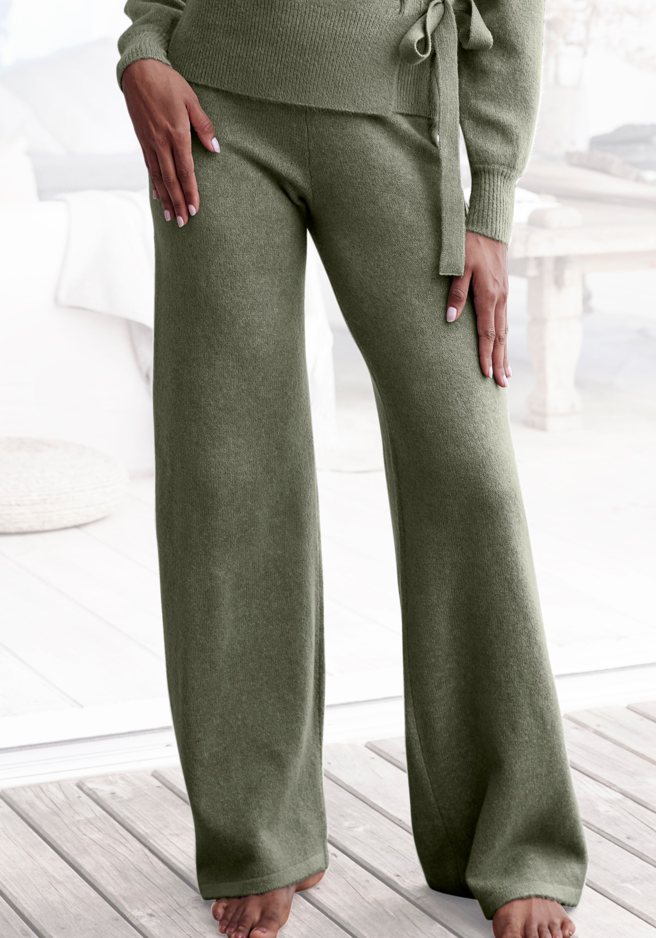 LASCANA Strickhose »-Loungehose«, mit Rippbündchen, Loungewear