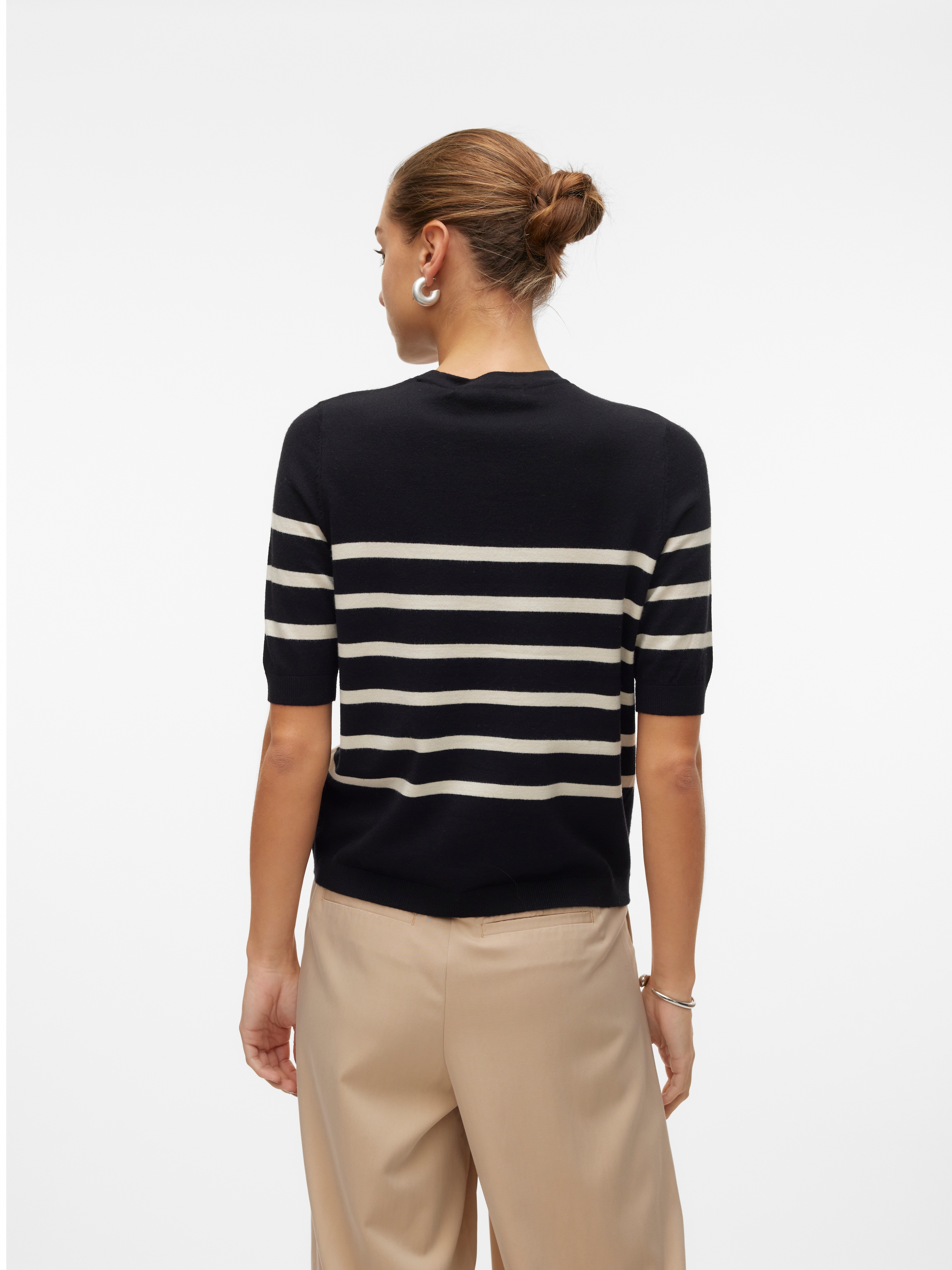 Vero Moda Kurzarmpullover »leichter Feinstrickpullover VMSABA PLAIN SS O-NECK PULLOVER GA NOOS«, (Damenpullover, Rundhalsausschnitt, Kurzarm, Sommerpulli,), im Regular Fit aus pflegeleichtem Materialmix mit Viskose