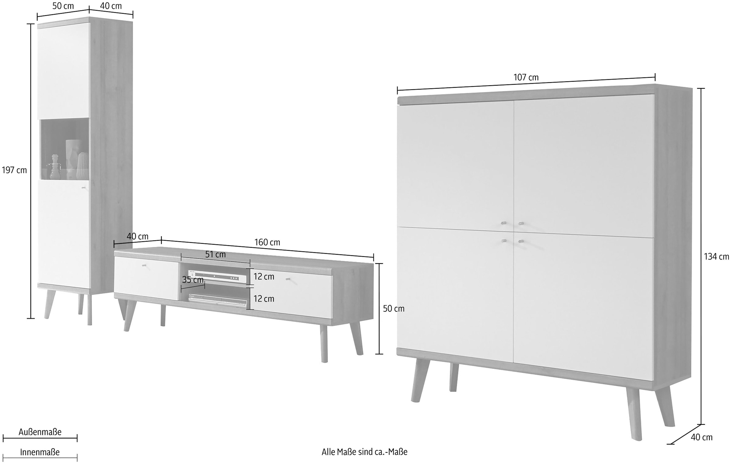 andas Wohnwand »Merle«, (Set, 3 St.)