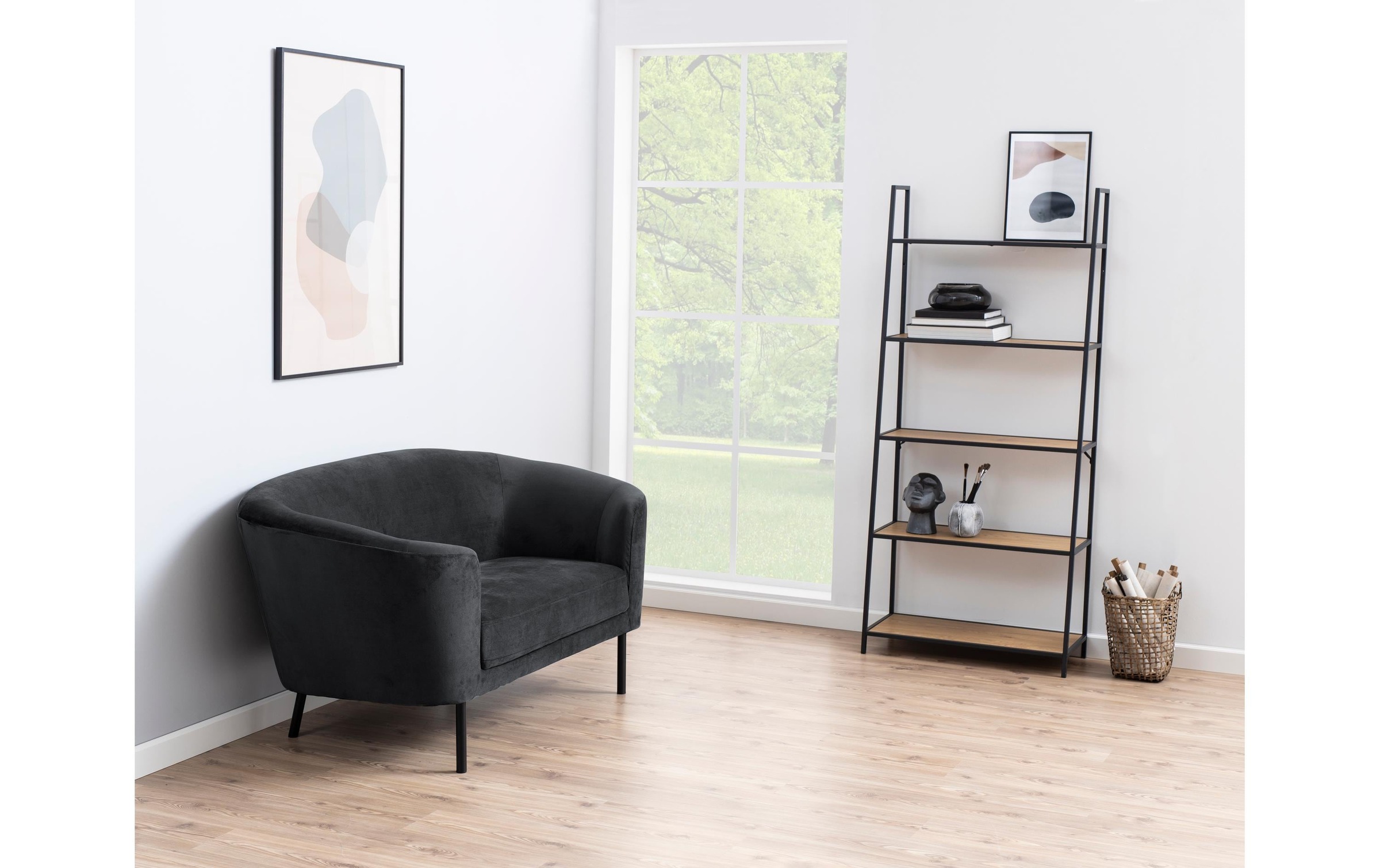 AC Design Regal »Seaford 77 x 36 x 174.5 cm, Eiche/Schwarz matt«