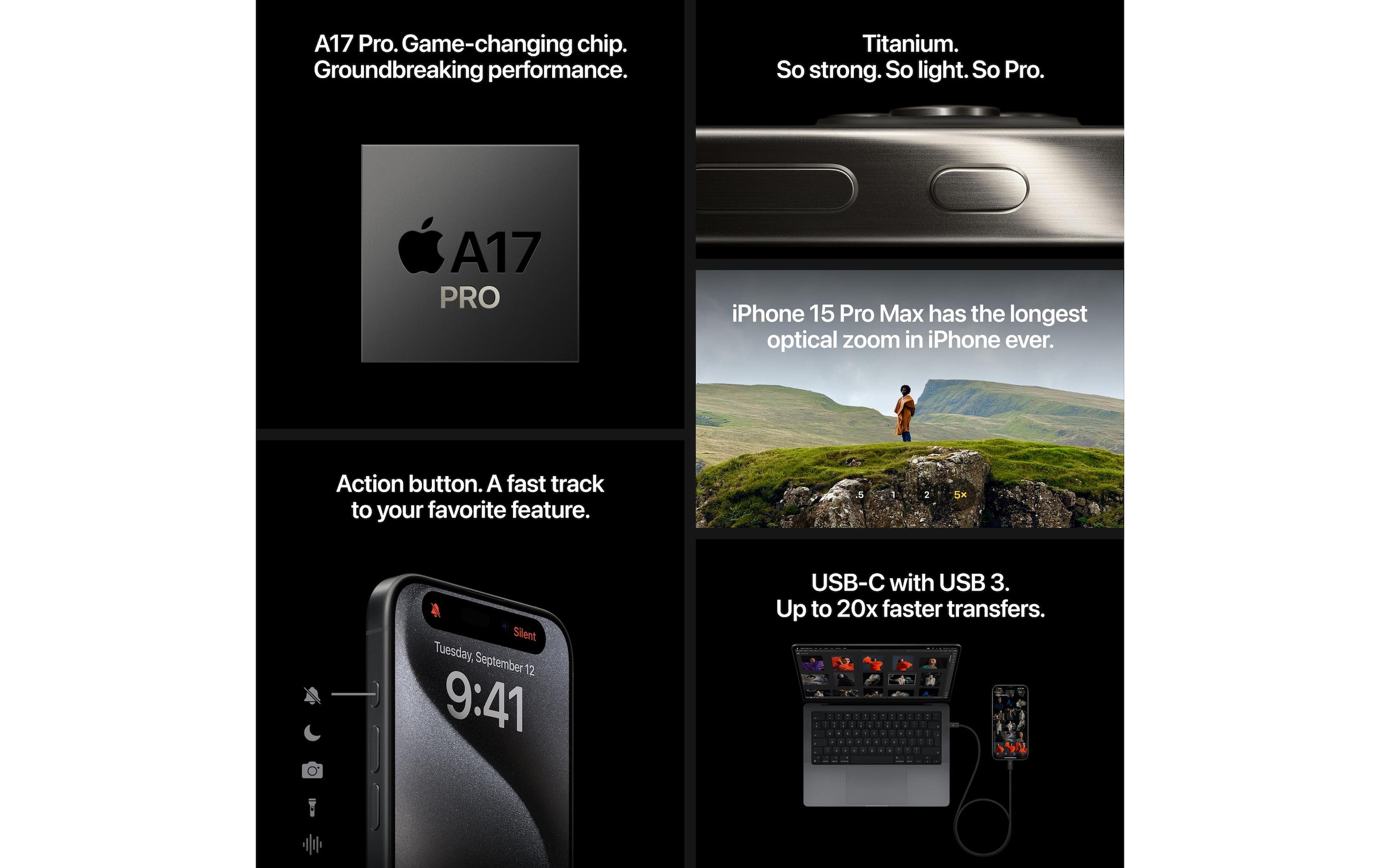 iPhone 15 Pro Max, 256 GB, Titan Schwarz