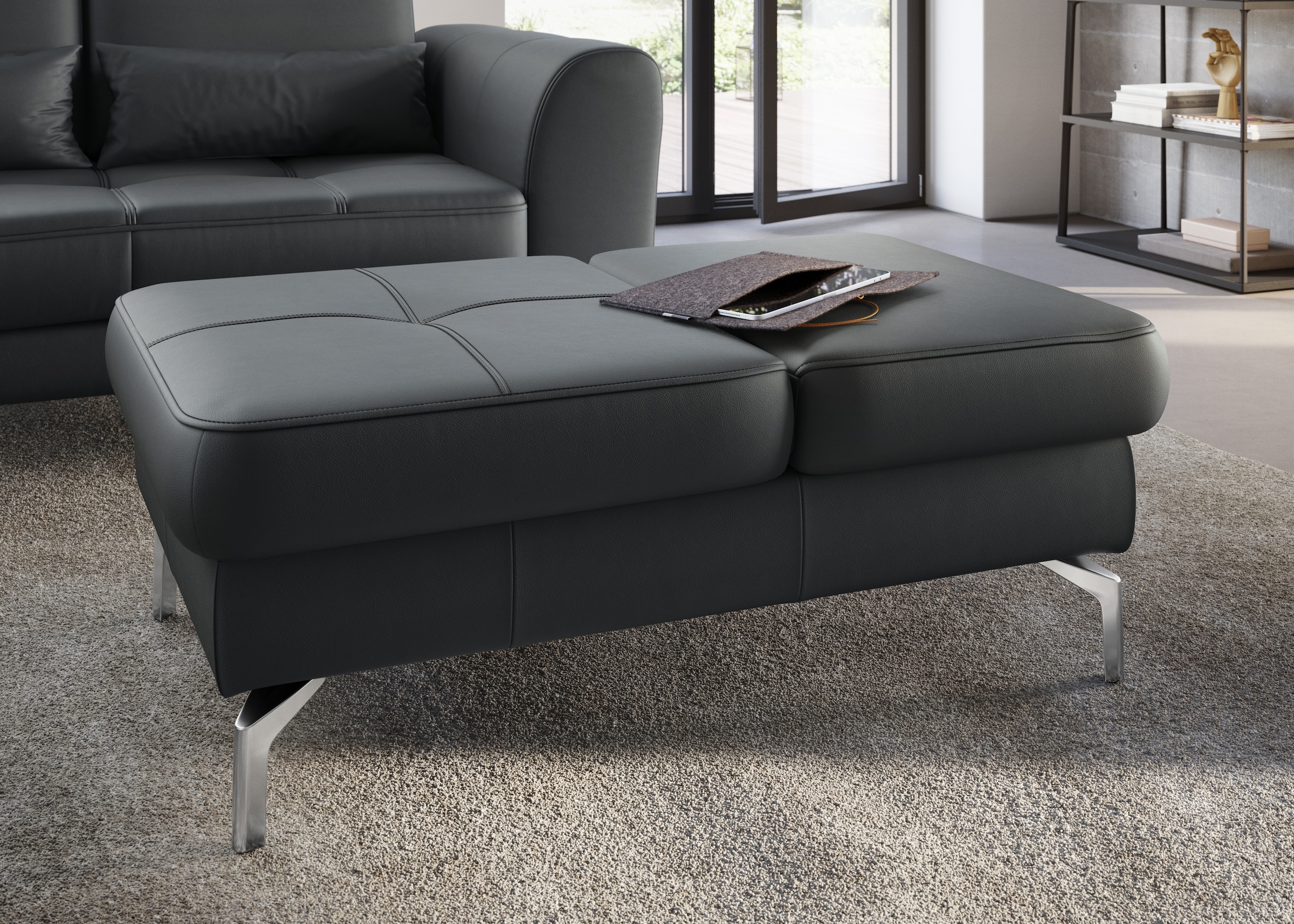sit&more Hocker »Bendigo«, mit Klappfunktion, Bodenfreiheit 15 cm, wahlweise in 2 Fussfarben
