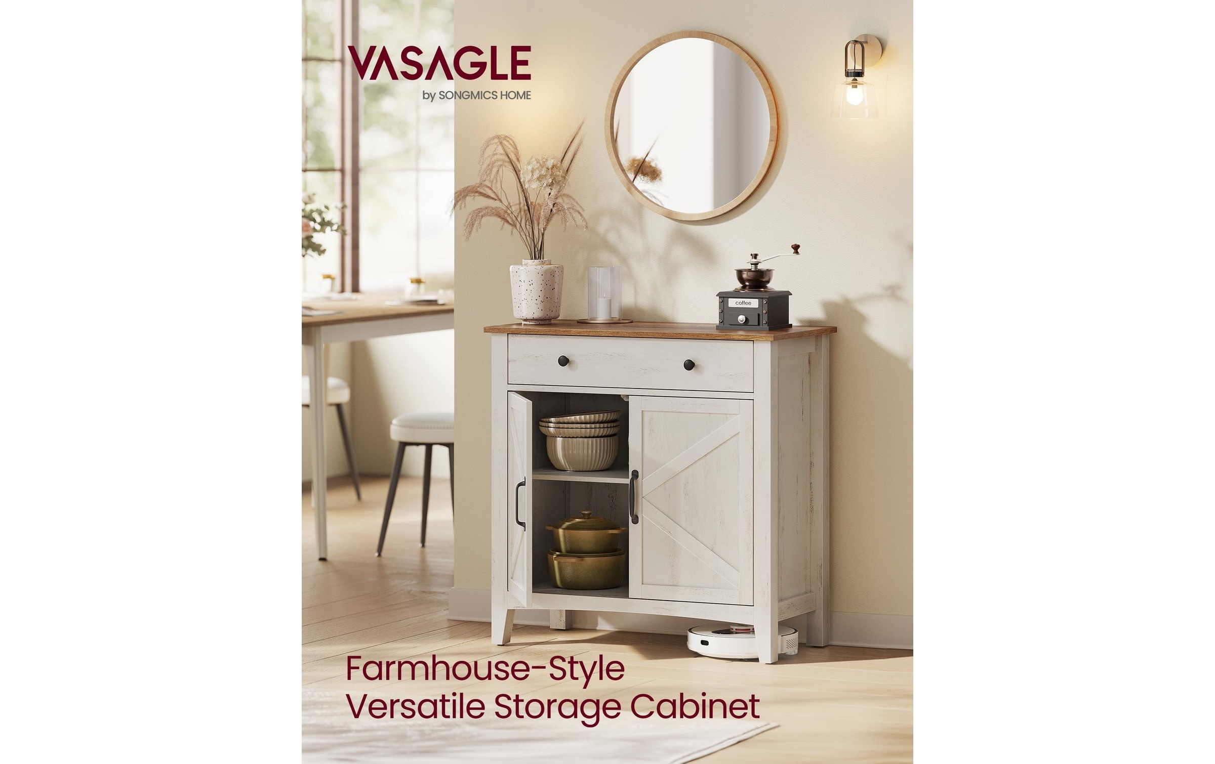 VASAGLE Kommode "VASAGLE Kommode 80 x 80 cm, Beige/Weiss"