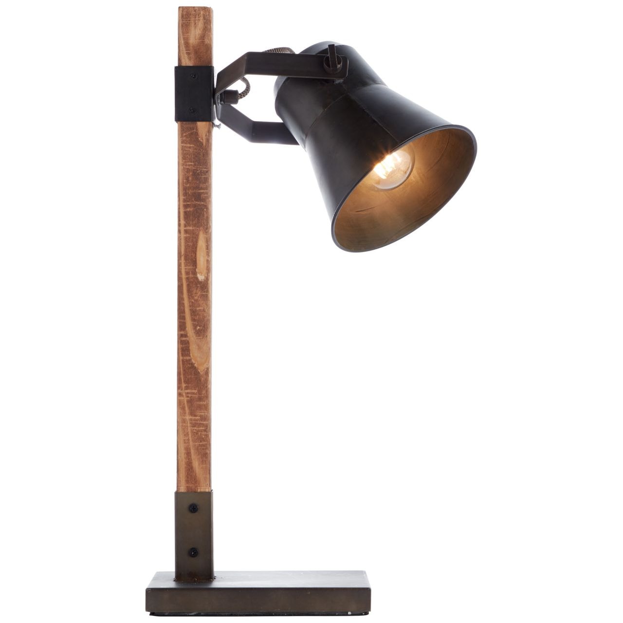 Brilliant Tischleuchte »Plow«, 1 flammig, Leuchtmittel E27 | ohne Leuchtmittel, Tischlampe schwarz stahl/holz